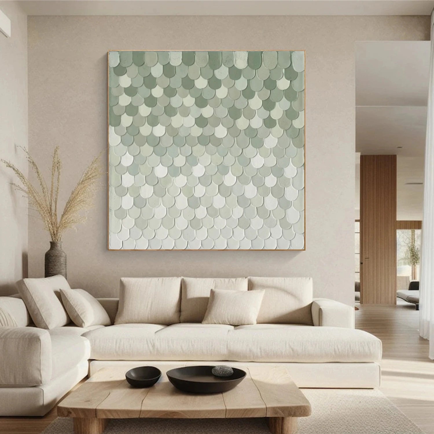 Green Minimalist Textured Canvas Art #MM271