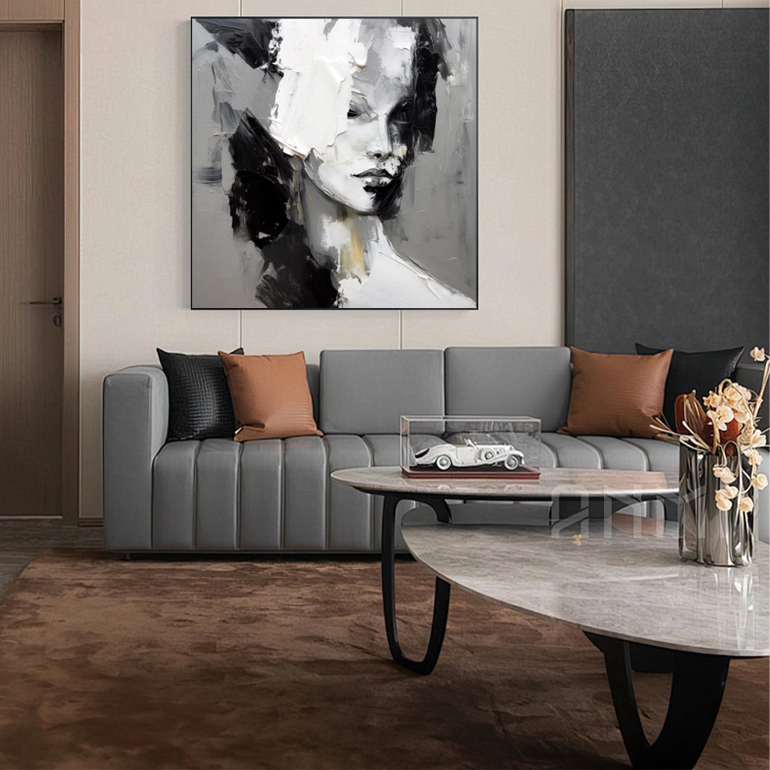 Abstract Portrait Black and White Painting #AP032