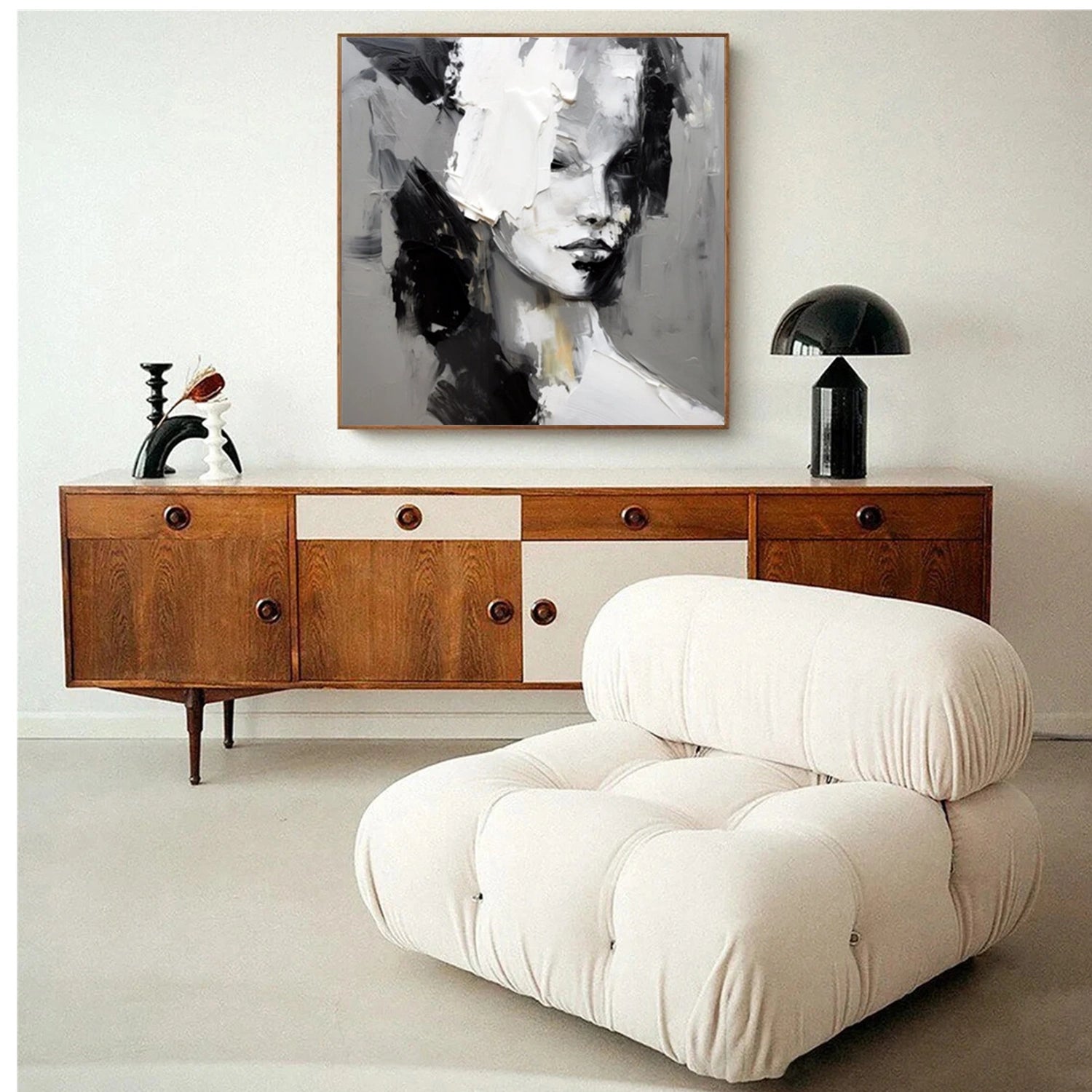 Abstract Portrait Black and White Painting #AP032