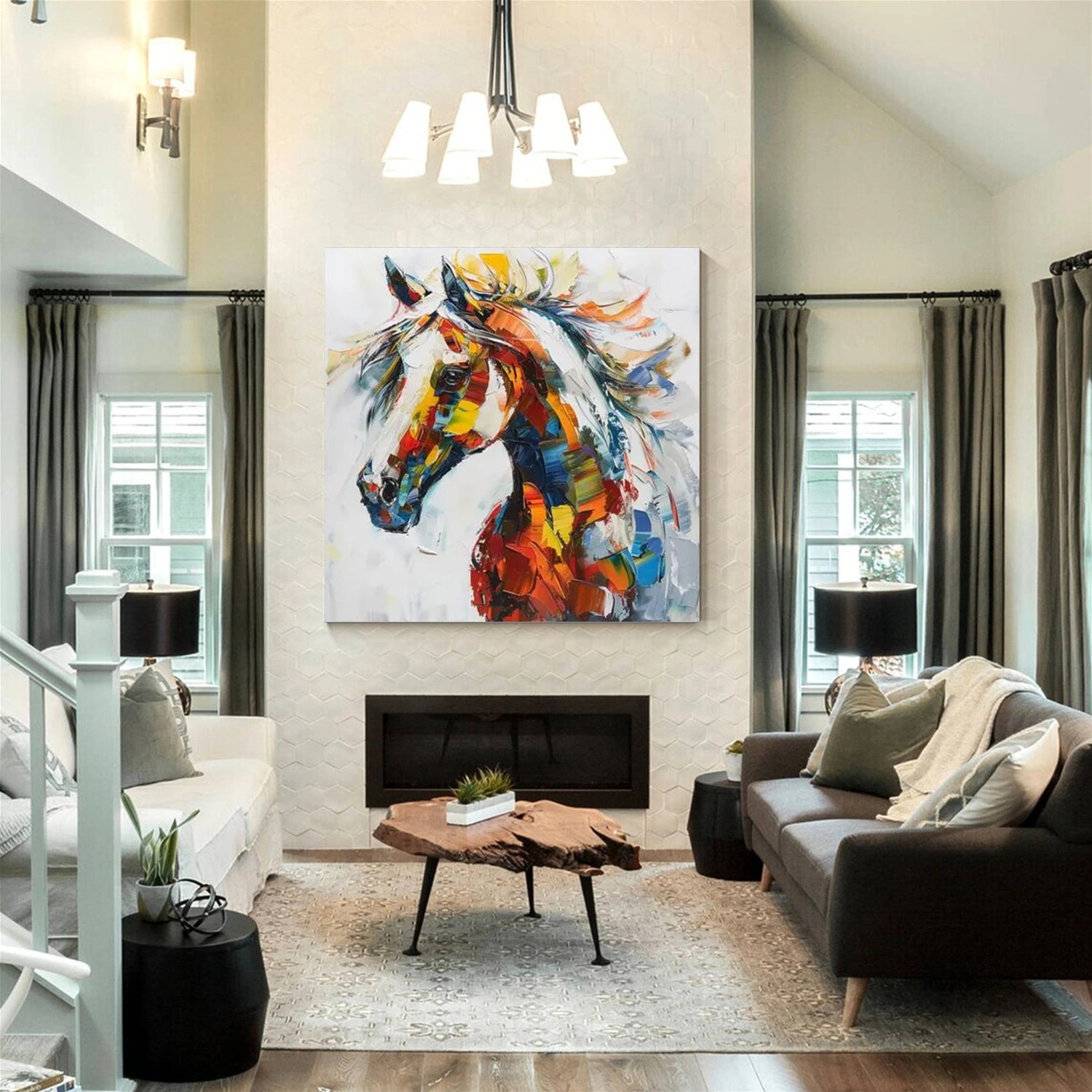 Abstract Animal Horse Wall Art #AL158