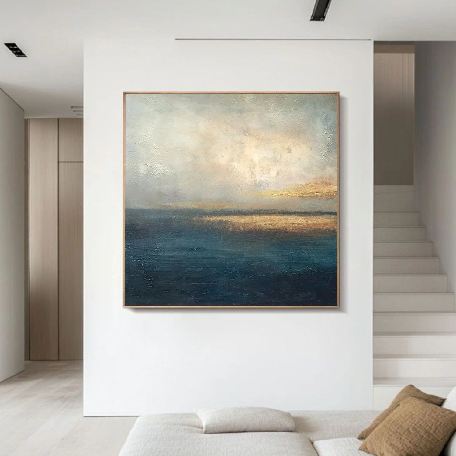 Blue and Gold Abstract Canvas Art #WS904