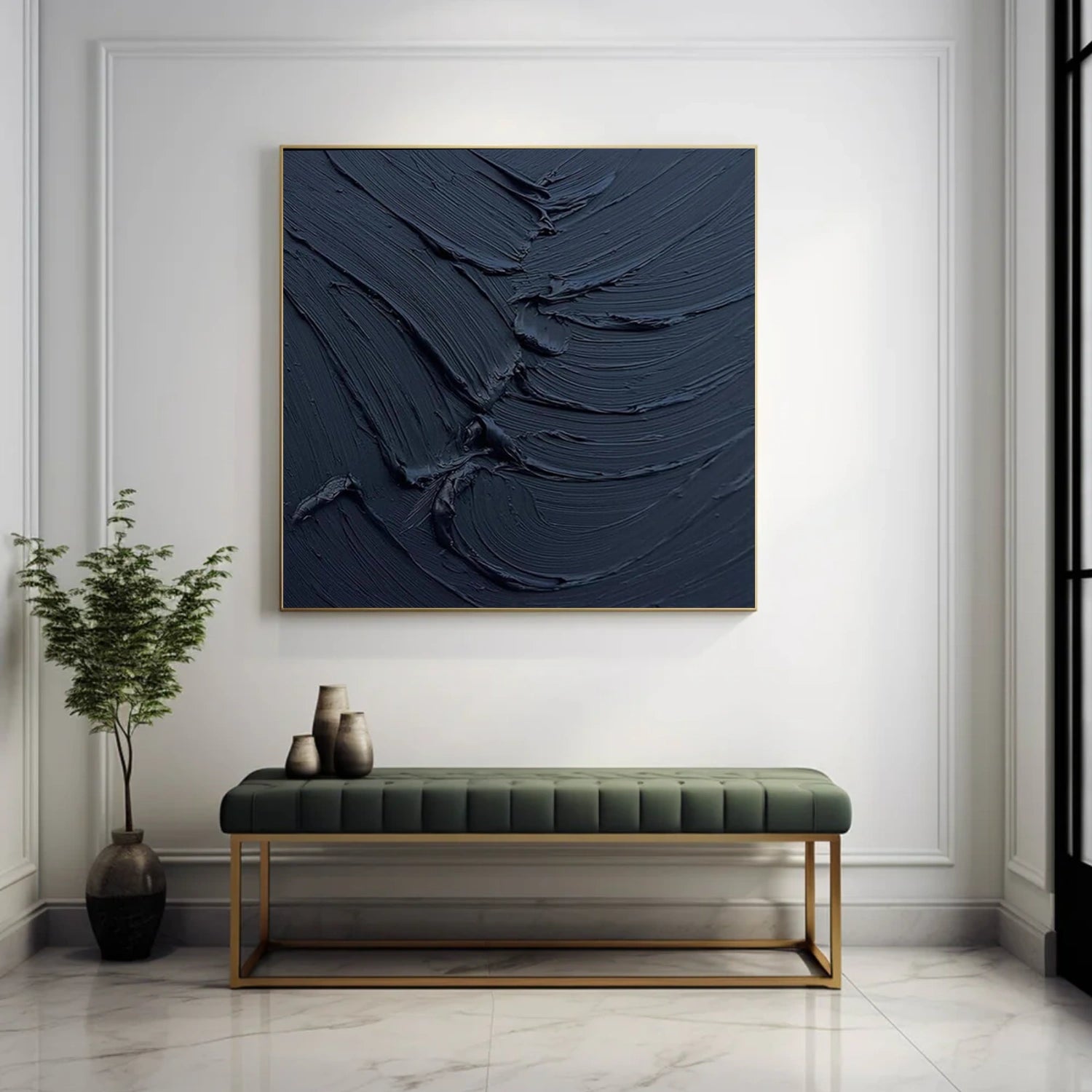 Black Minimalist Textured Canvas Art #MZ120