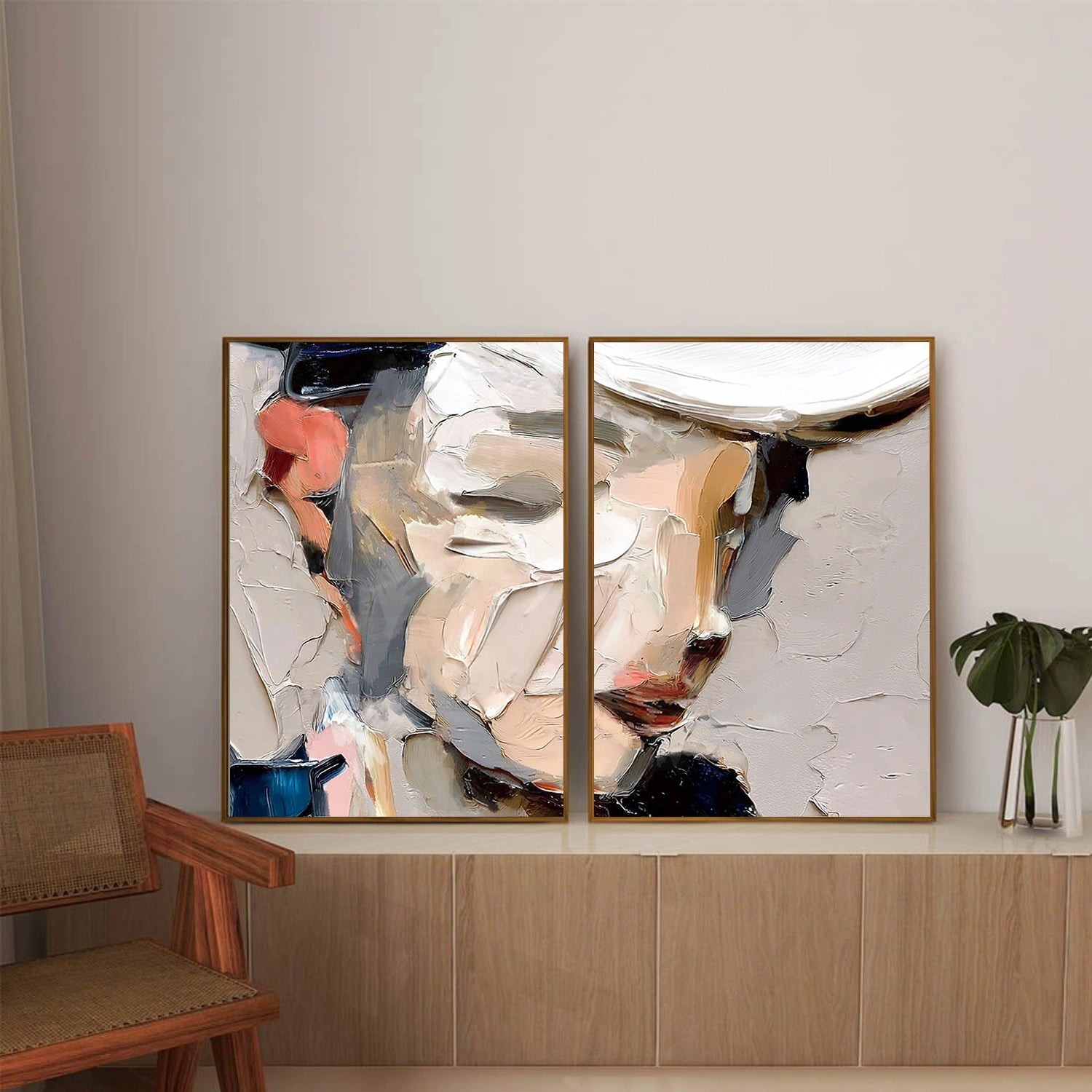 Abstract Portrait Textured Wall Art Set of 2 #AP126