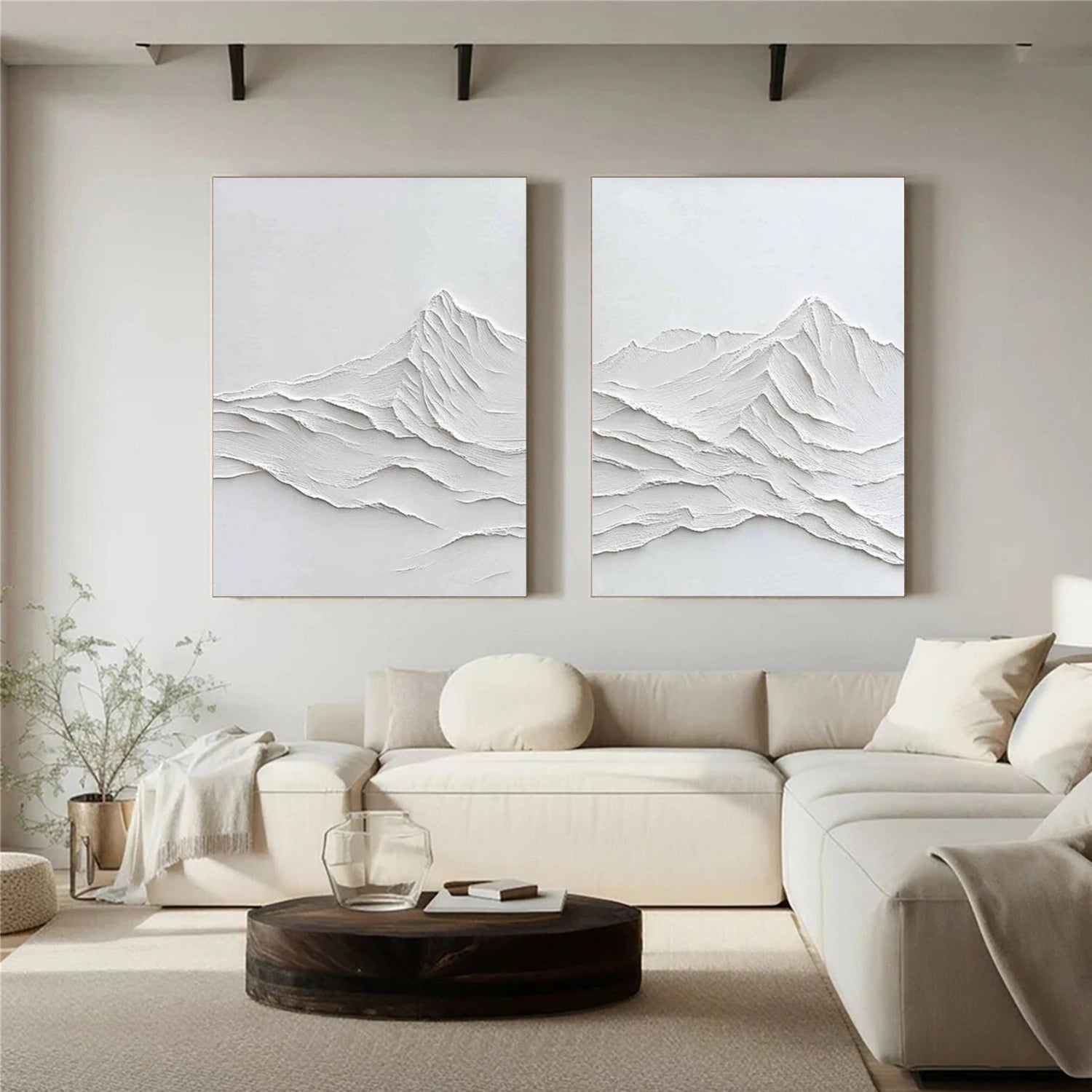 Minimalist Mountain Textured Canvas Art Set of 2 #MM349