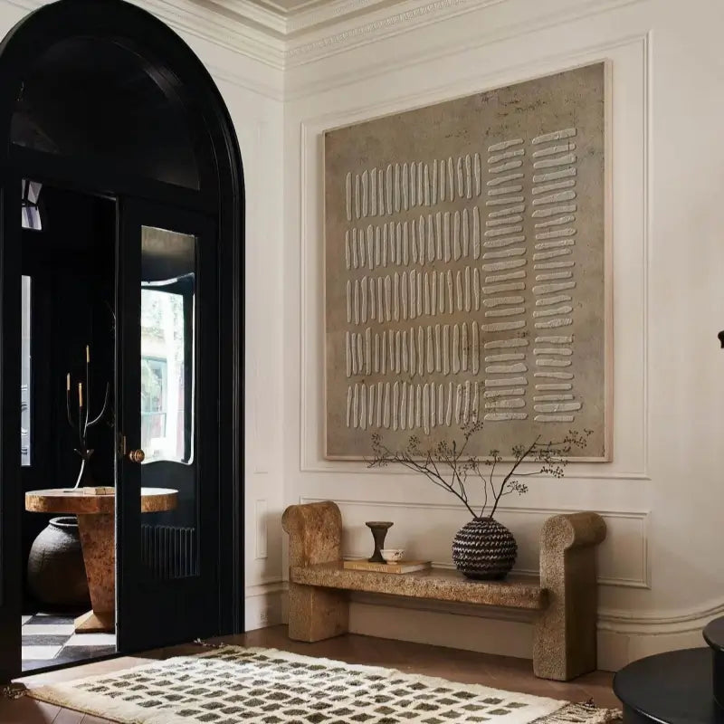 Eleanos Gallery Textured Wabi Sabi Abstract Brown Wall Art, Brown Abstract Canvas Painting