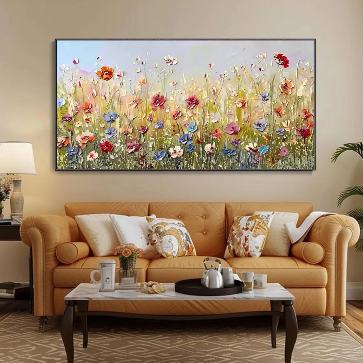 Colorful Flower Abstract Textured Wall Art #ML063