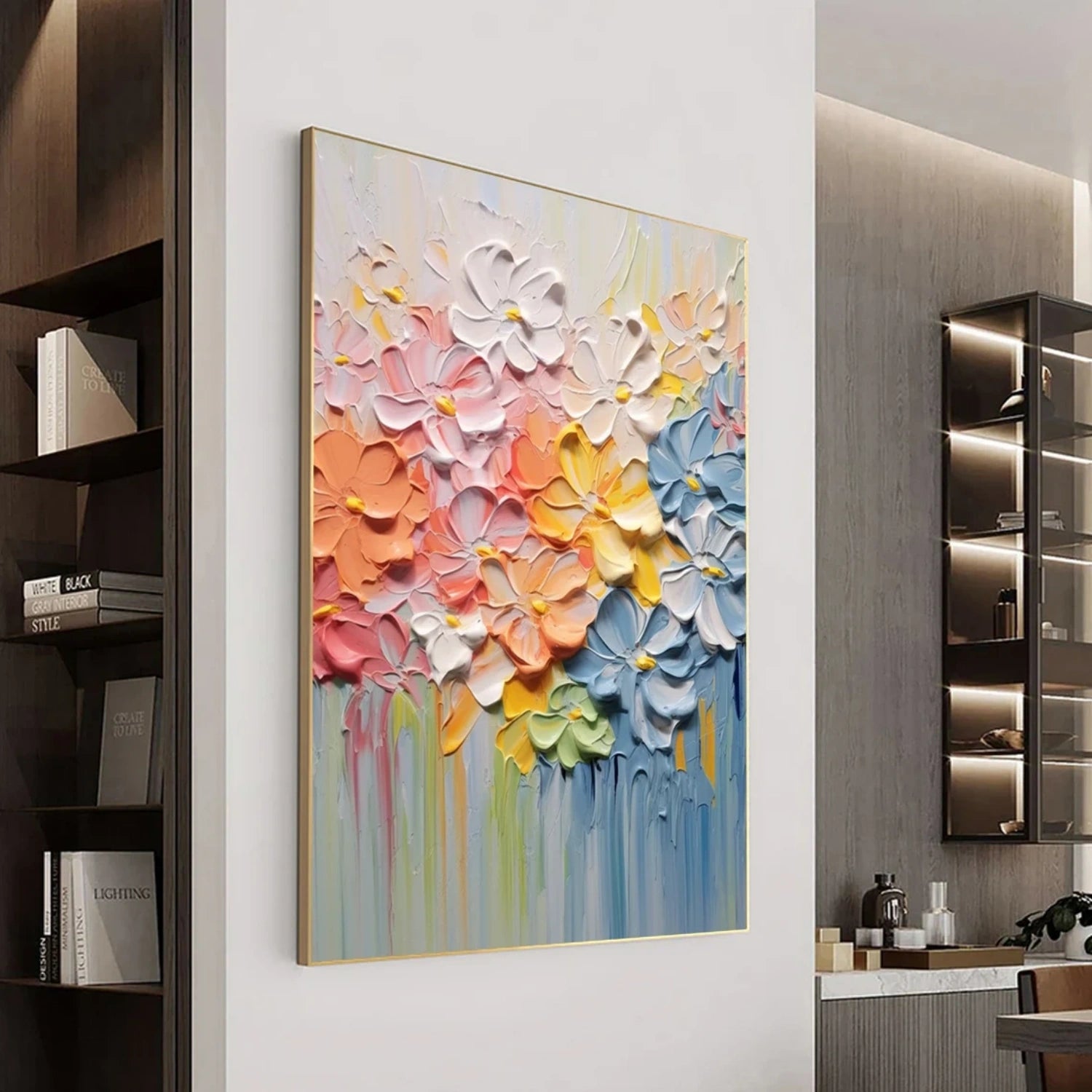 Colorful Flower & Tree Abstract Textured Wall Art #ML081