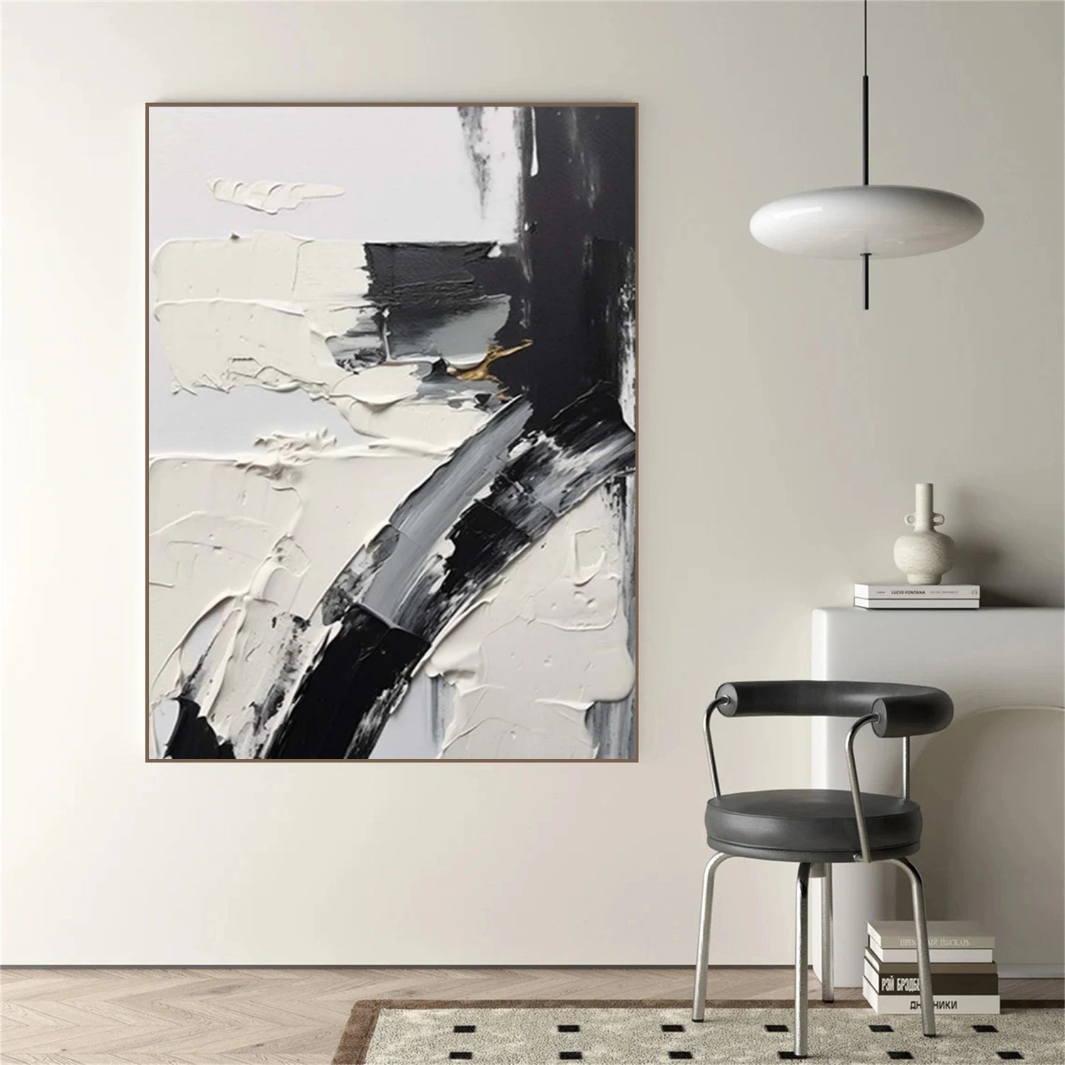 White and Black Minimalistic Textured Art #MM244