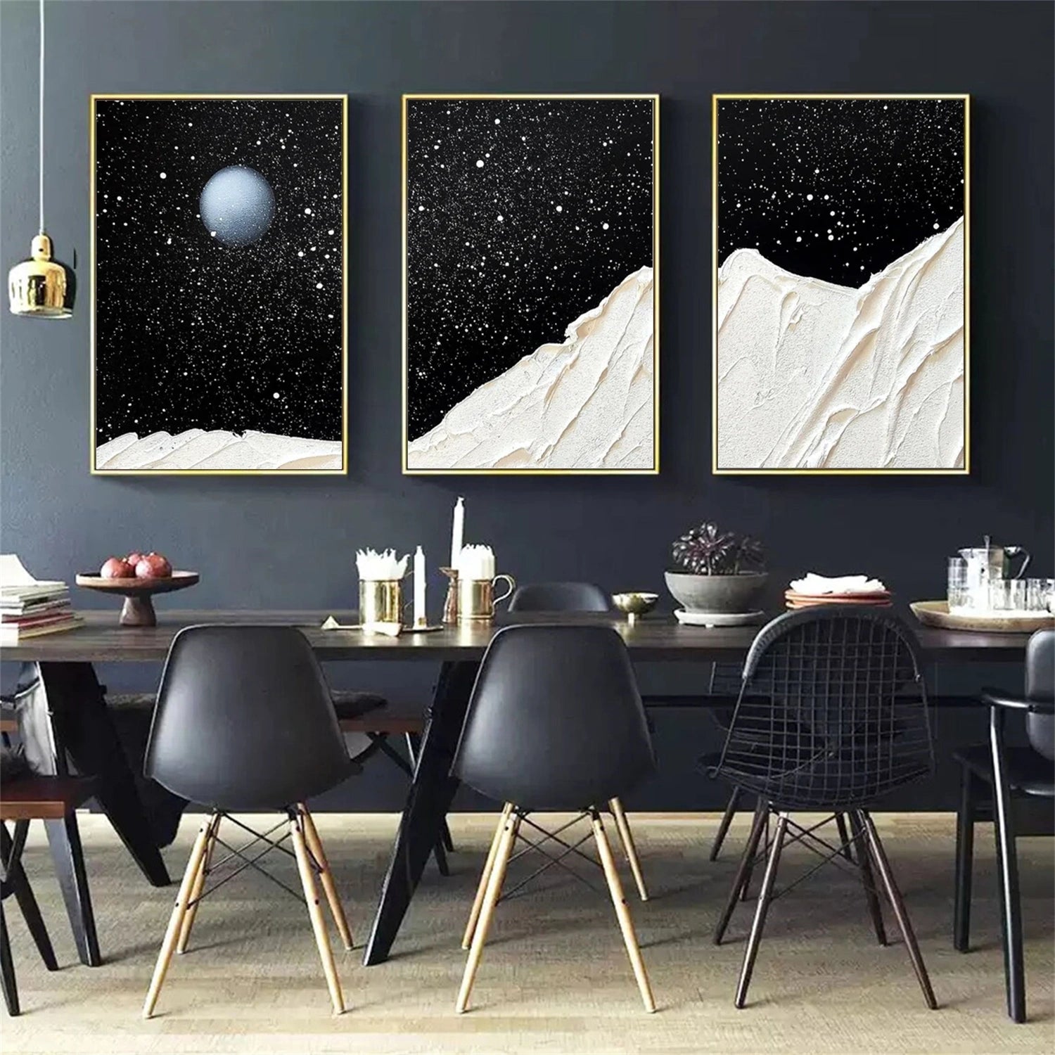 Black and White Minimalist Textured Canvas Art Set of 3 #MM269