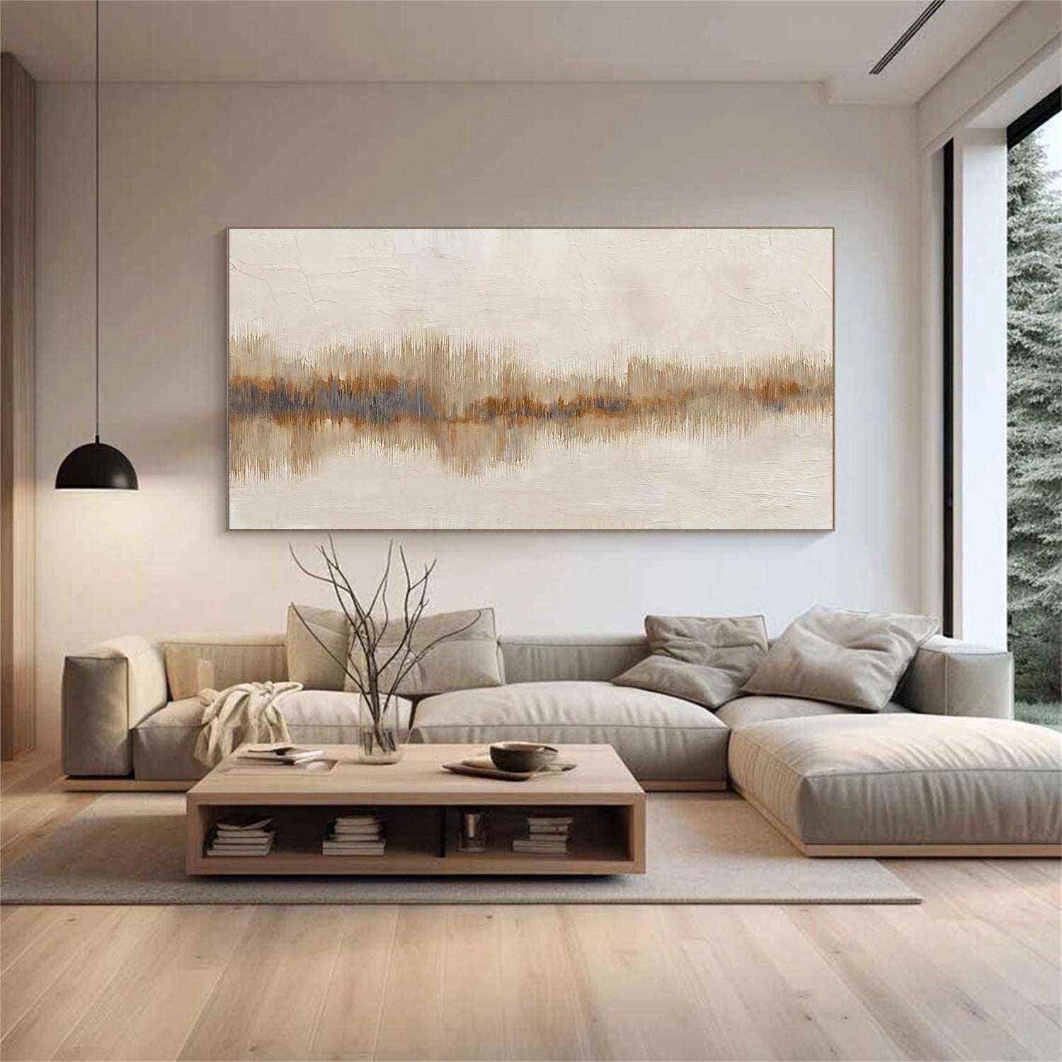 Beige and Brown Abstract Canvas Art #WS893