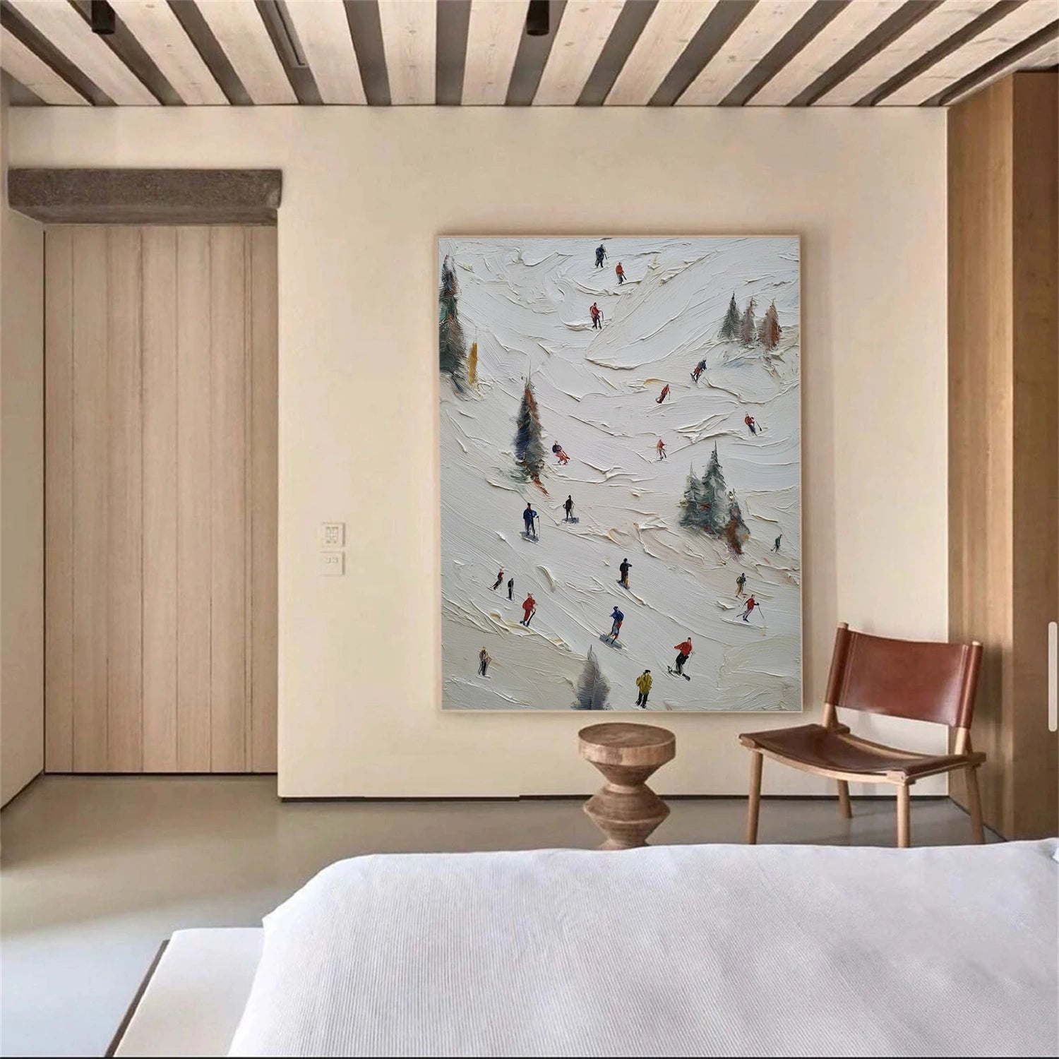 Skiing Sport Textured Wall Art #SA063