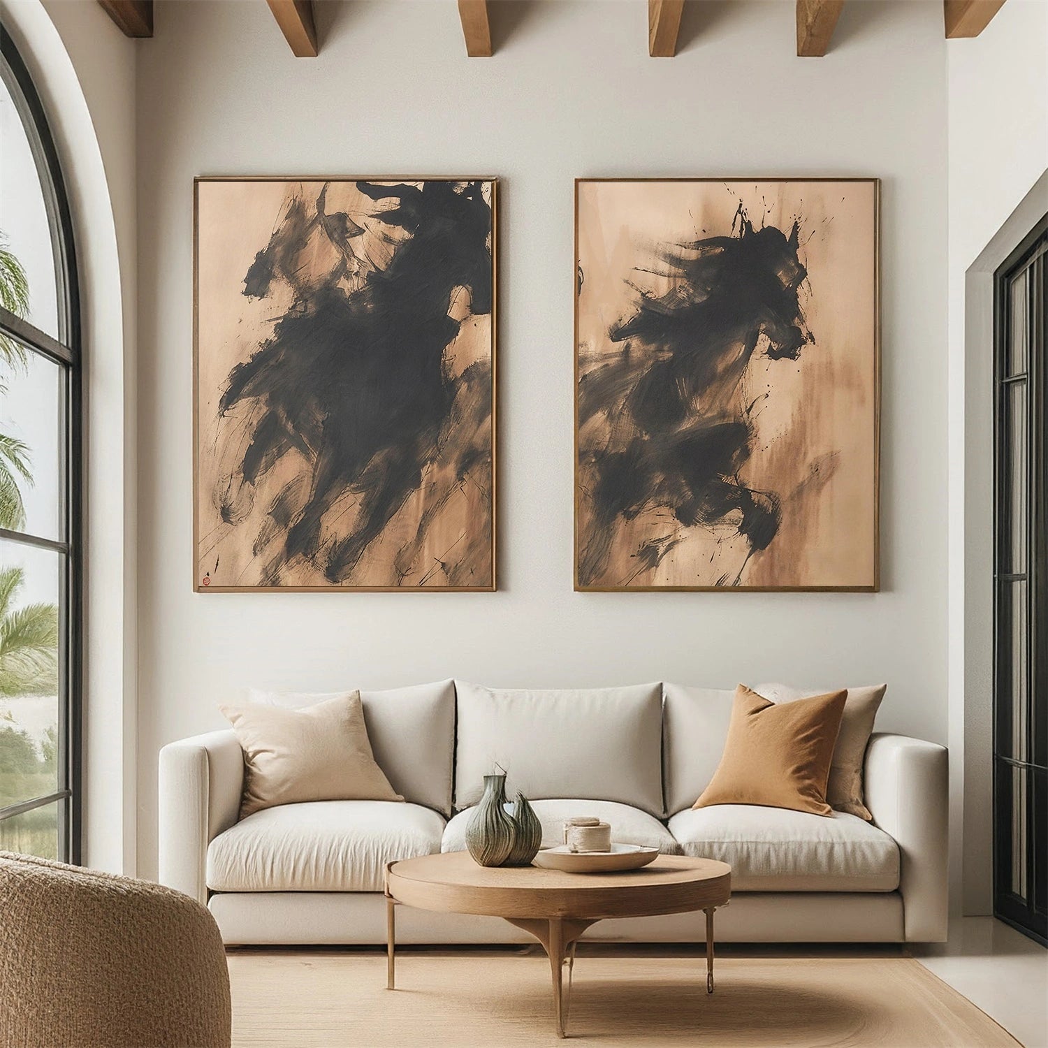 Abstract Animal Horse Wall Art Set of 2 #AL176