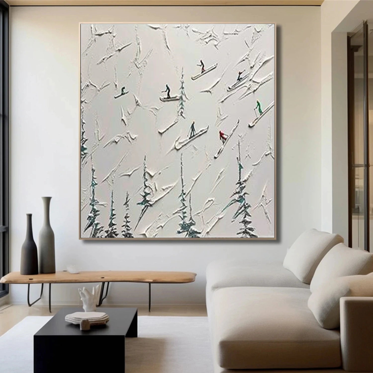 Skiing Sport Textured Wall Art #SA073