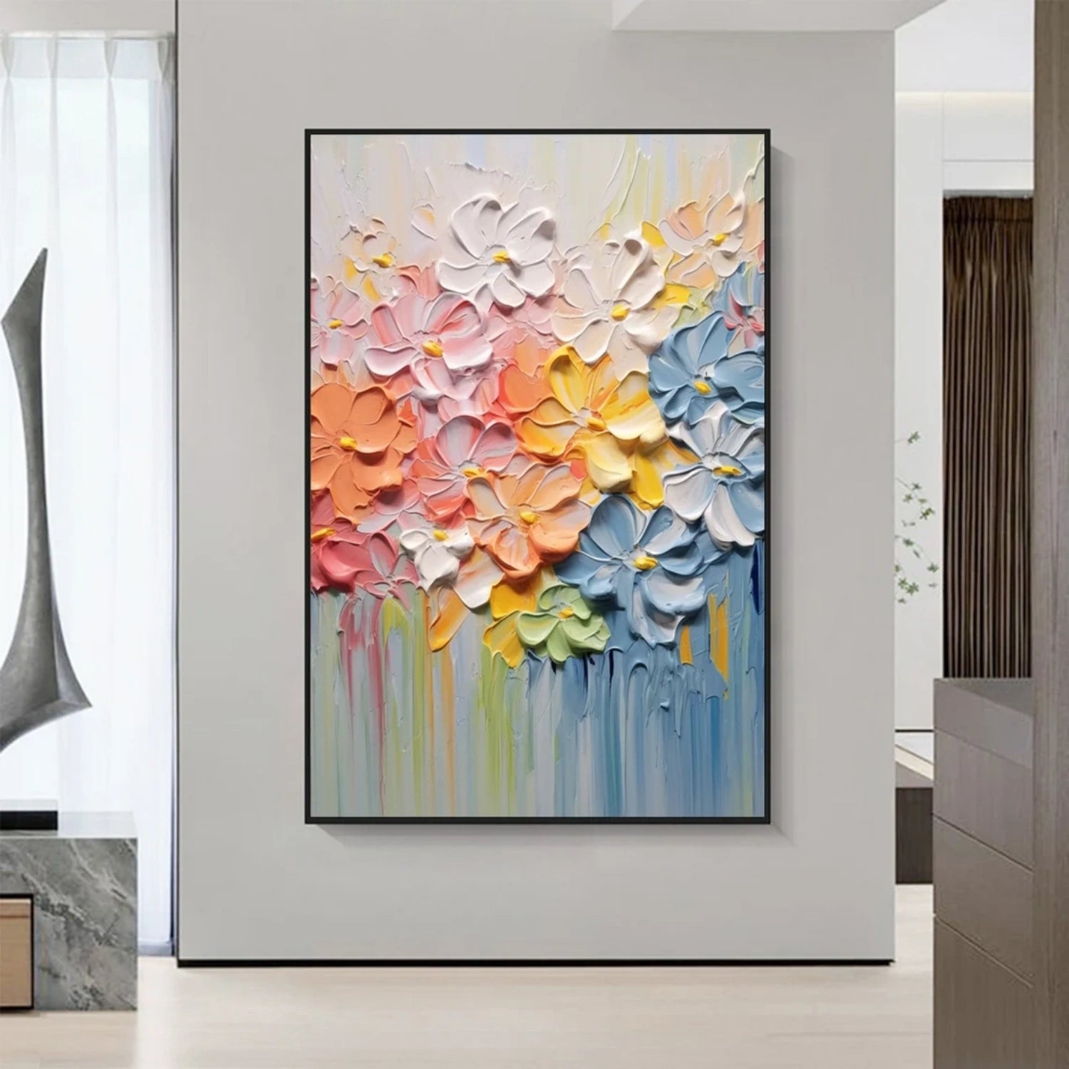 Colorful Flower & Tree Abstract Textured Wall Art #ML081