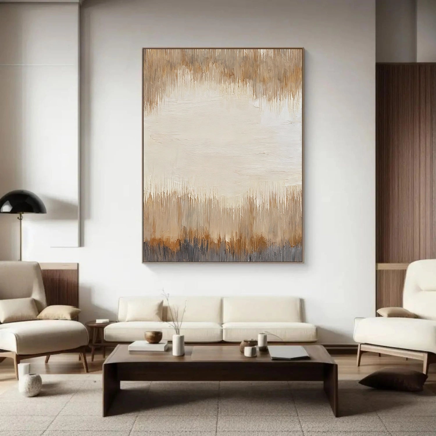 Beige and Brown Abstract Canvas Art #WS895