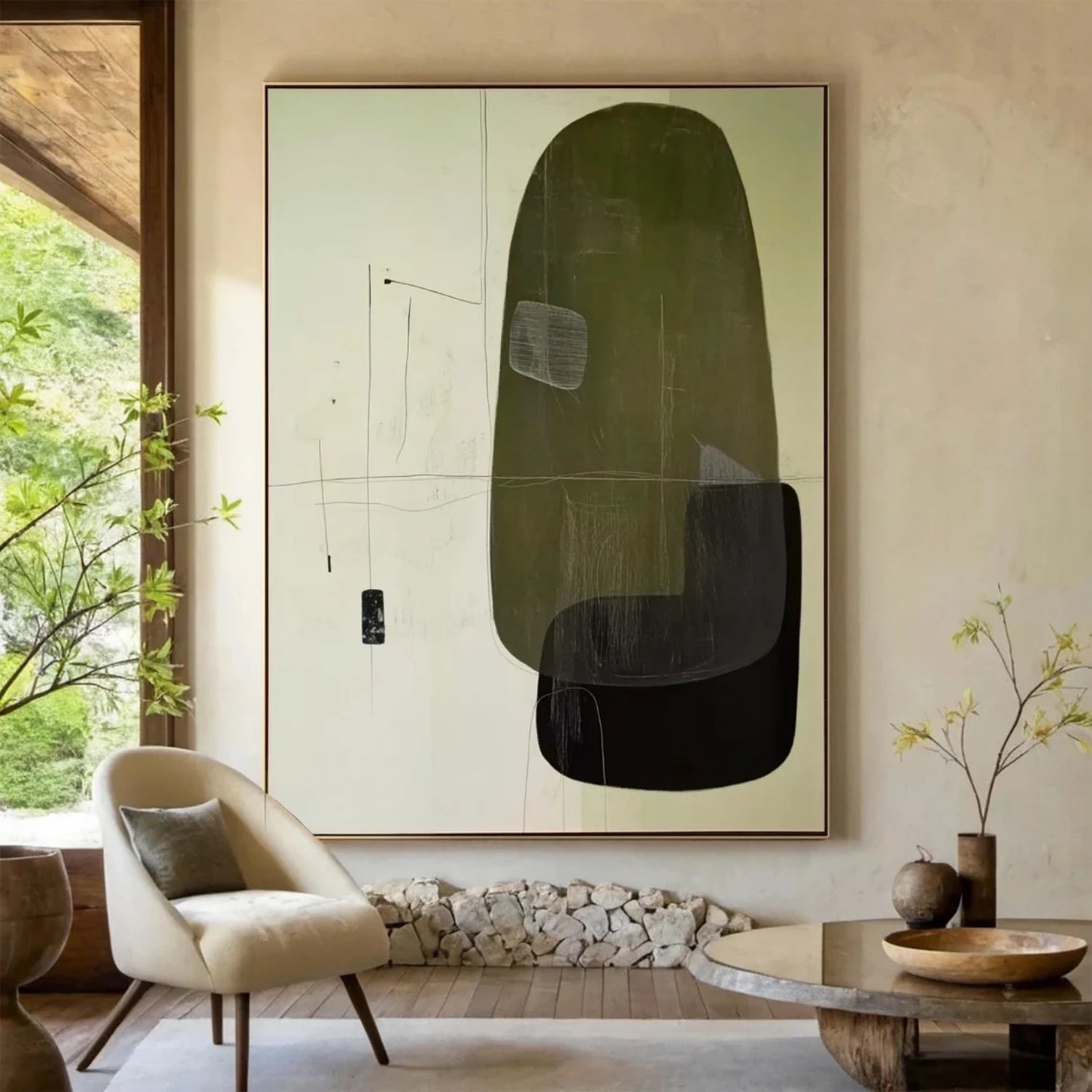 Original Wabi Sabi Abstract Wall Artwork Painting Large Room Decor
