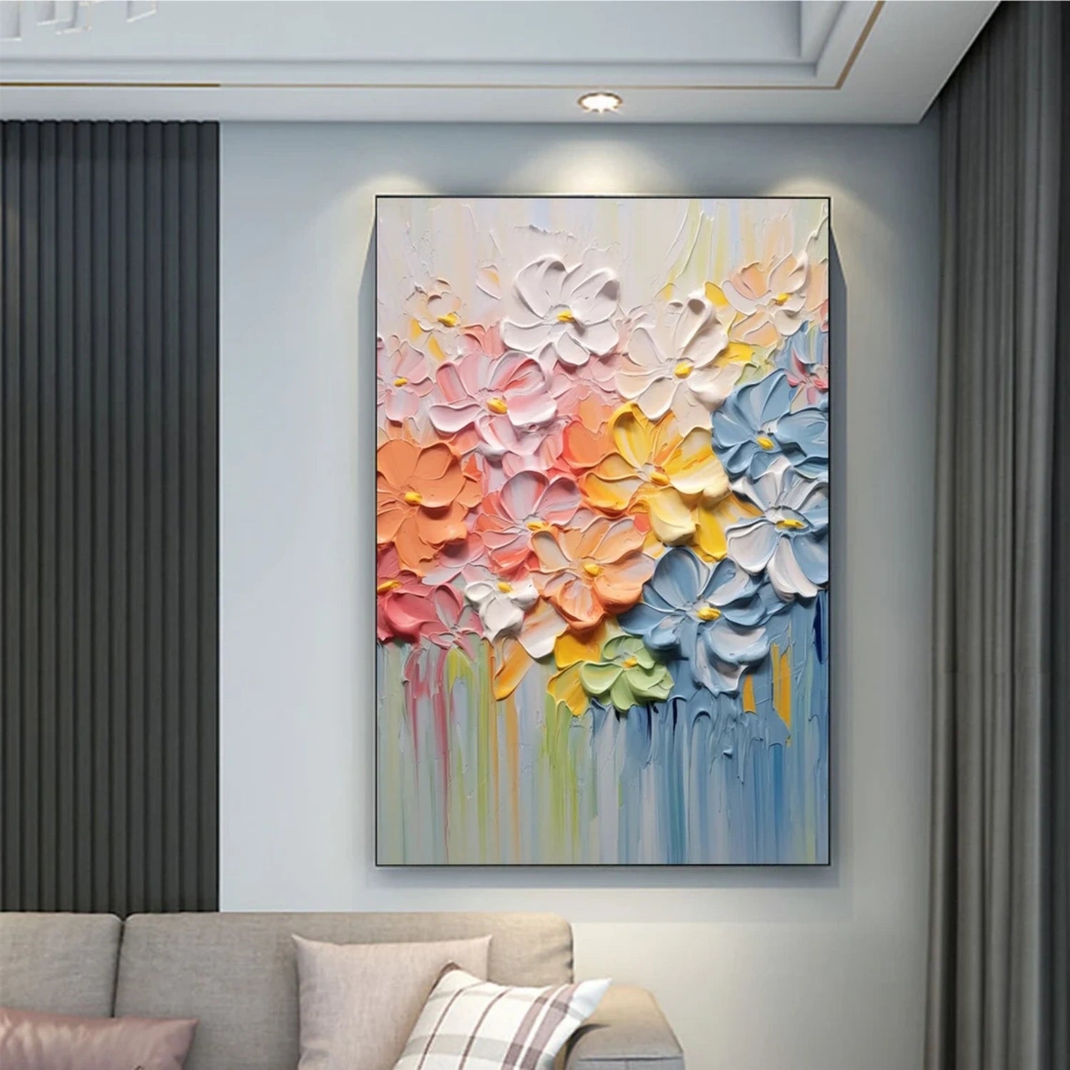 Colorful Flower & Tree Abstract Textured Wall Art #ML081