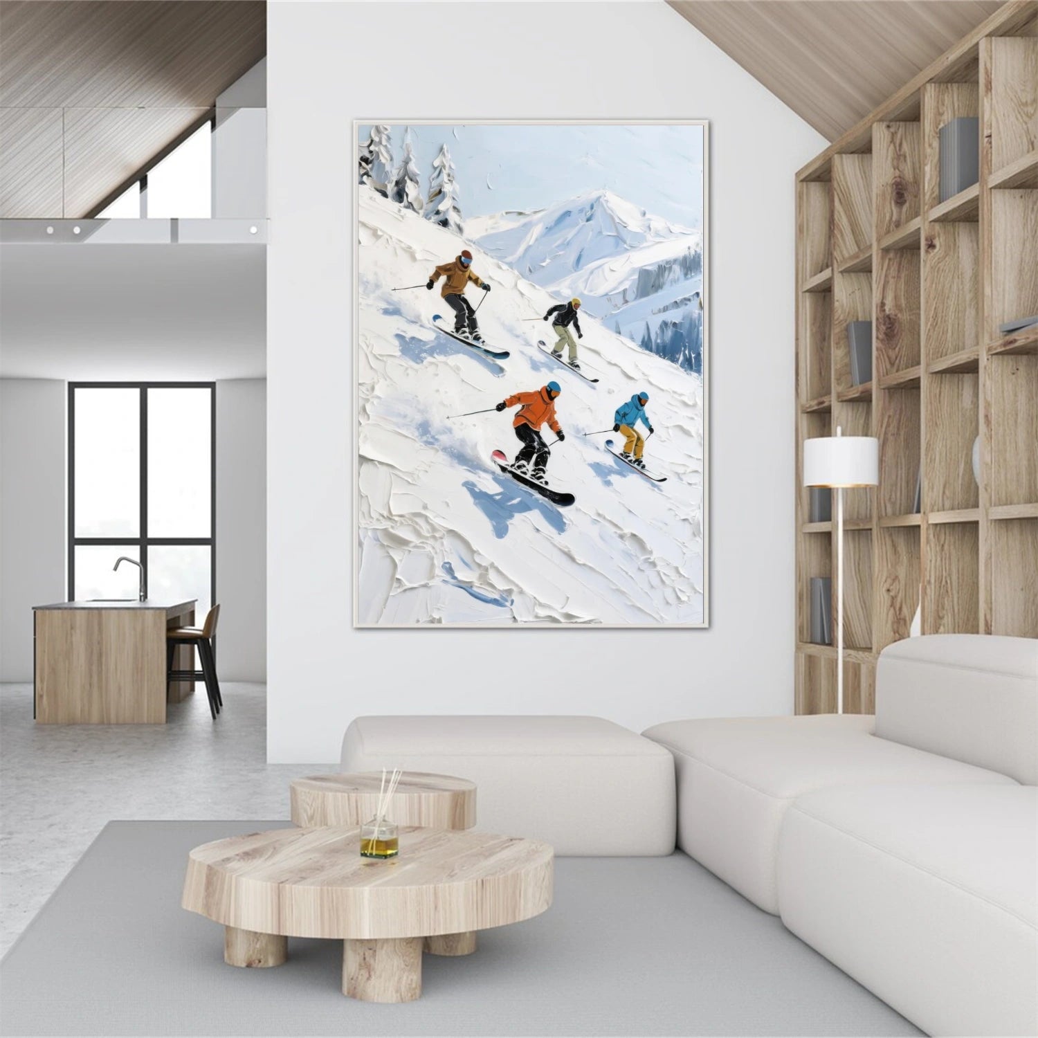 Skiing Sport Textured Wall Art #SA059
