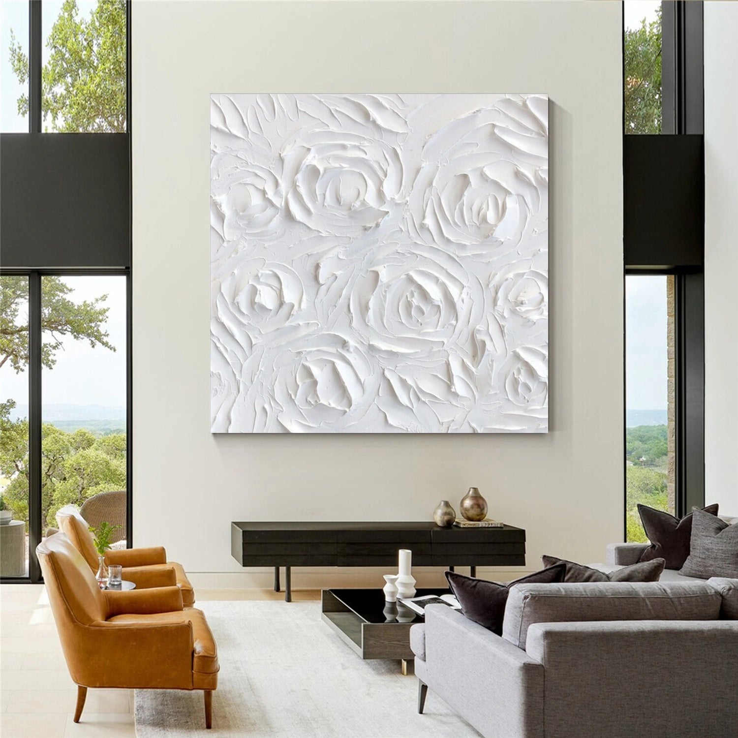 White Minimalistic Textured Art #MM235