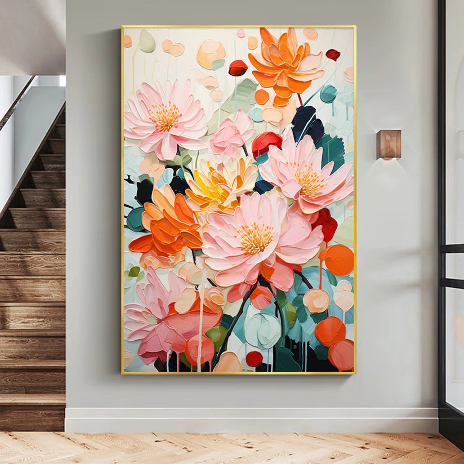 Colorful Flower & Tree Abstract Textured Wall Art #ML082