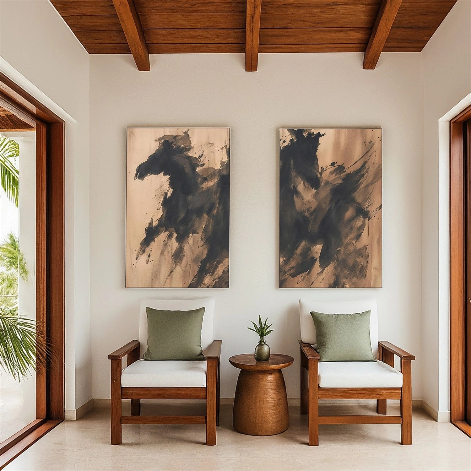 Abstract Animal Horse Wall Art Set of 2 #AL177