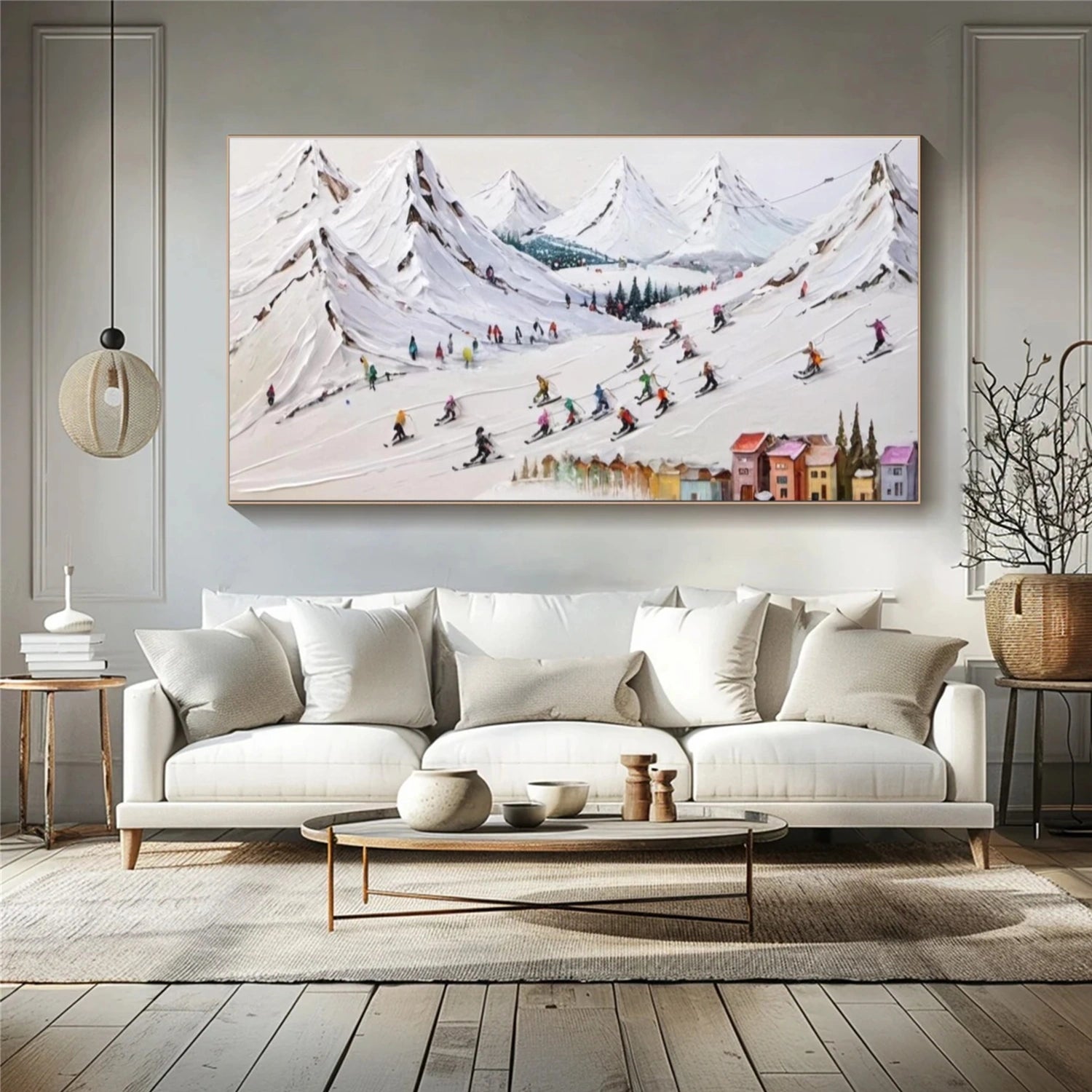 Skiing Sport Textured Wall Art #SA045