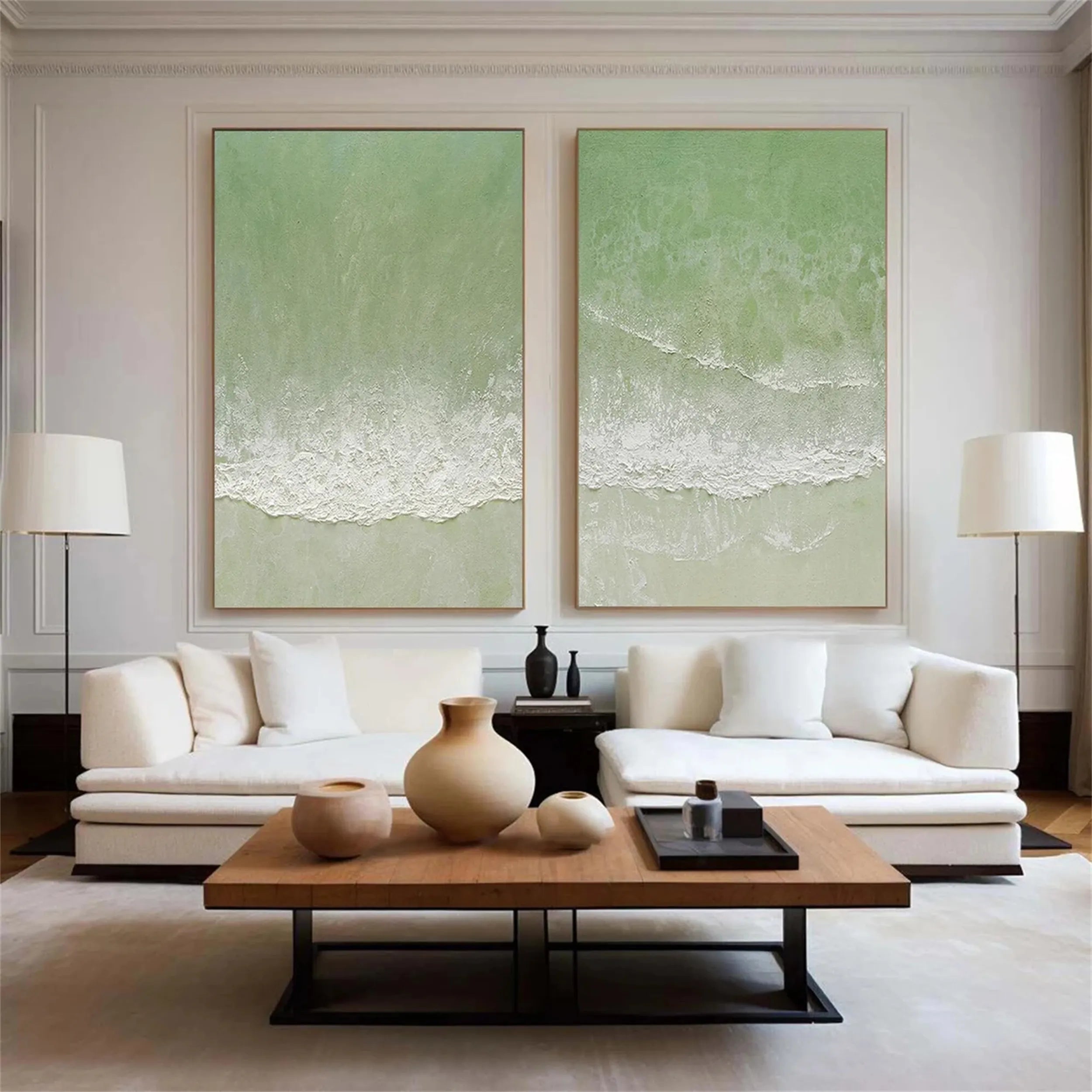 Green Texture Art Set of 2#GT033