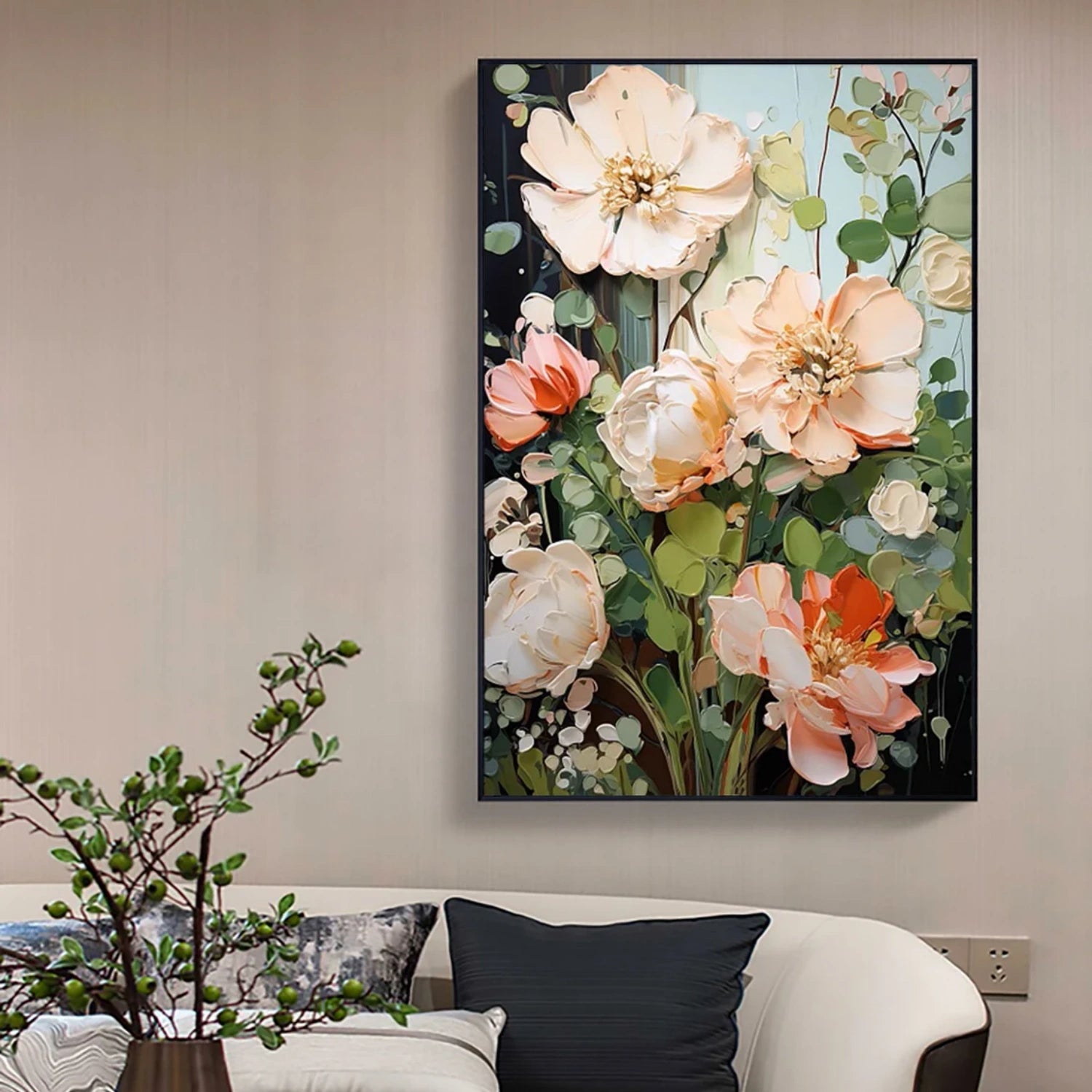 Colorful Flower & Tree Abstract Textured Wall Art #ML083