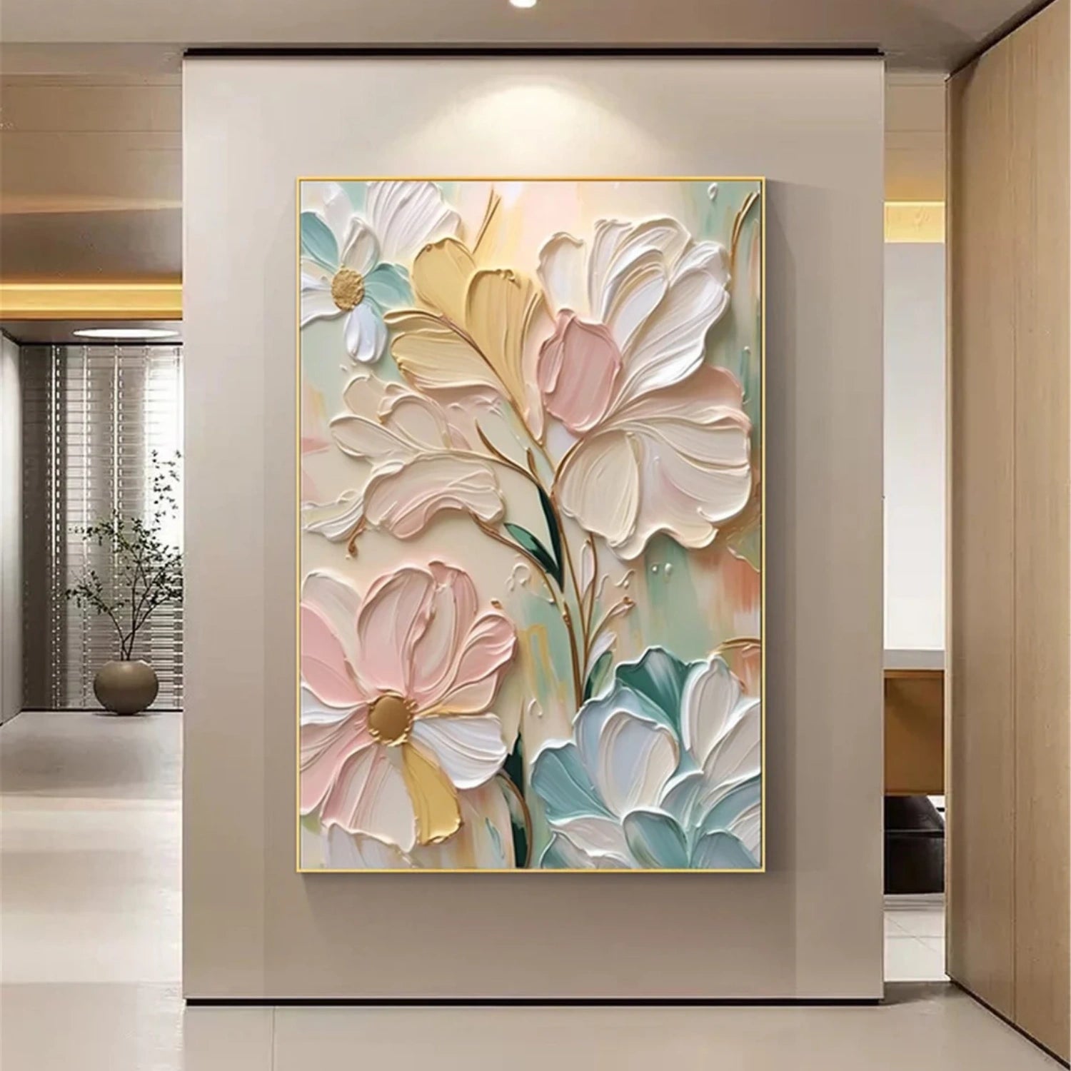 Colorful Flower & Tree Abstract Textured Wall Art #ML080