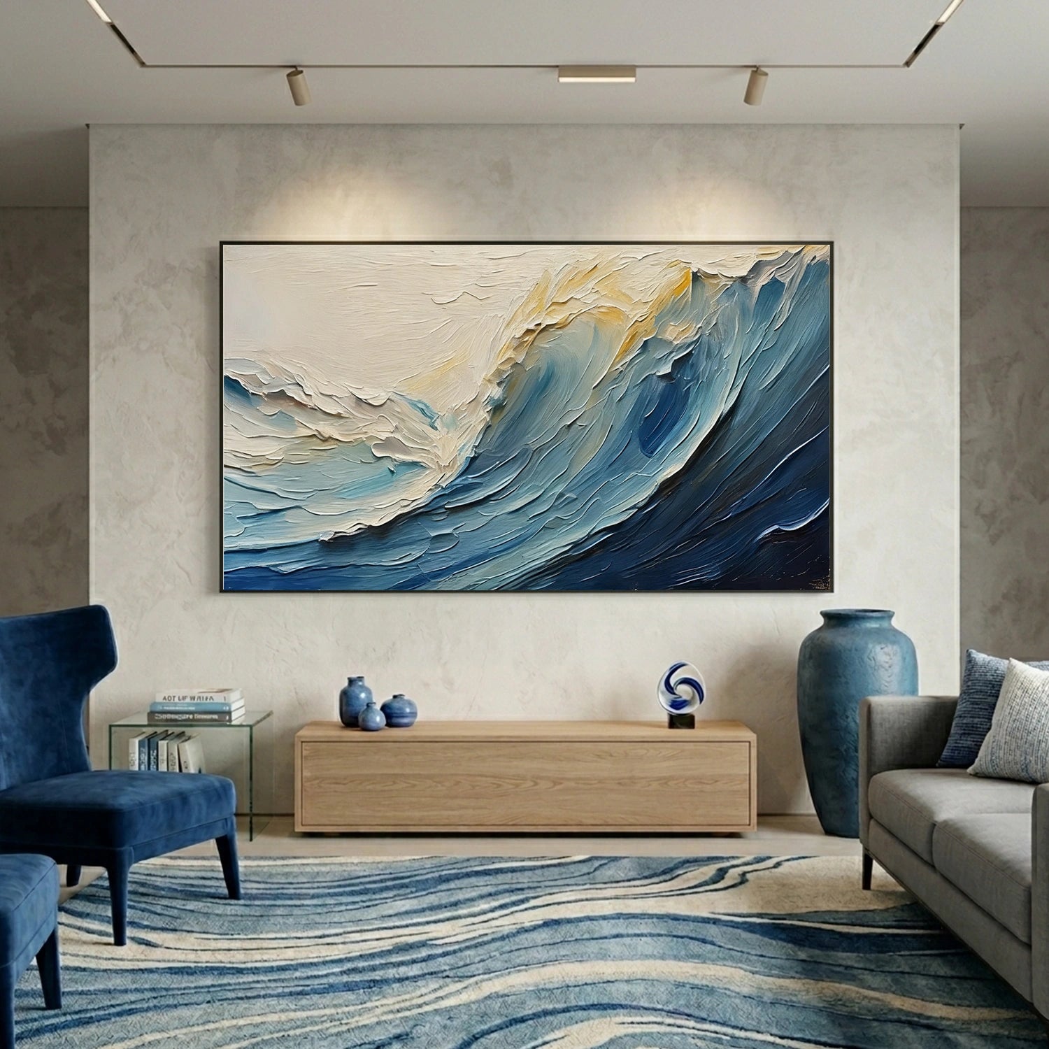 Sea & Sky Abstract Textured Wall Art #MS309
