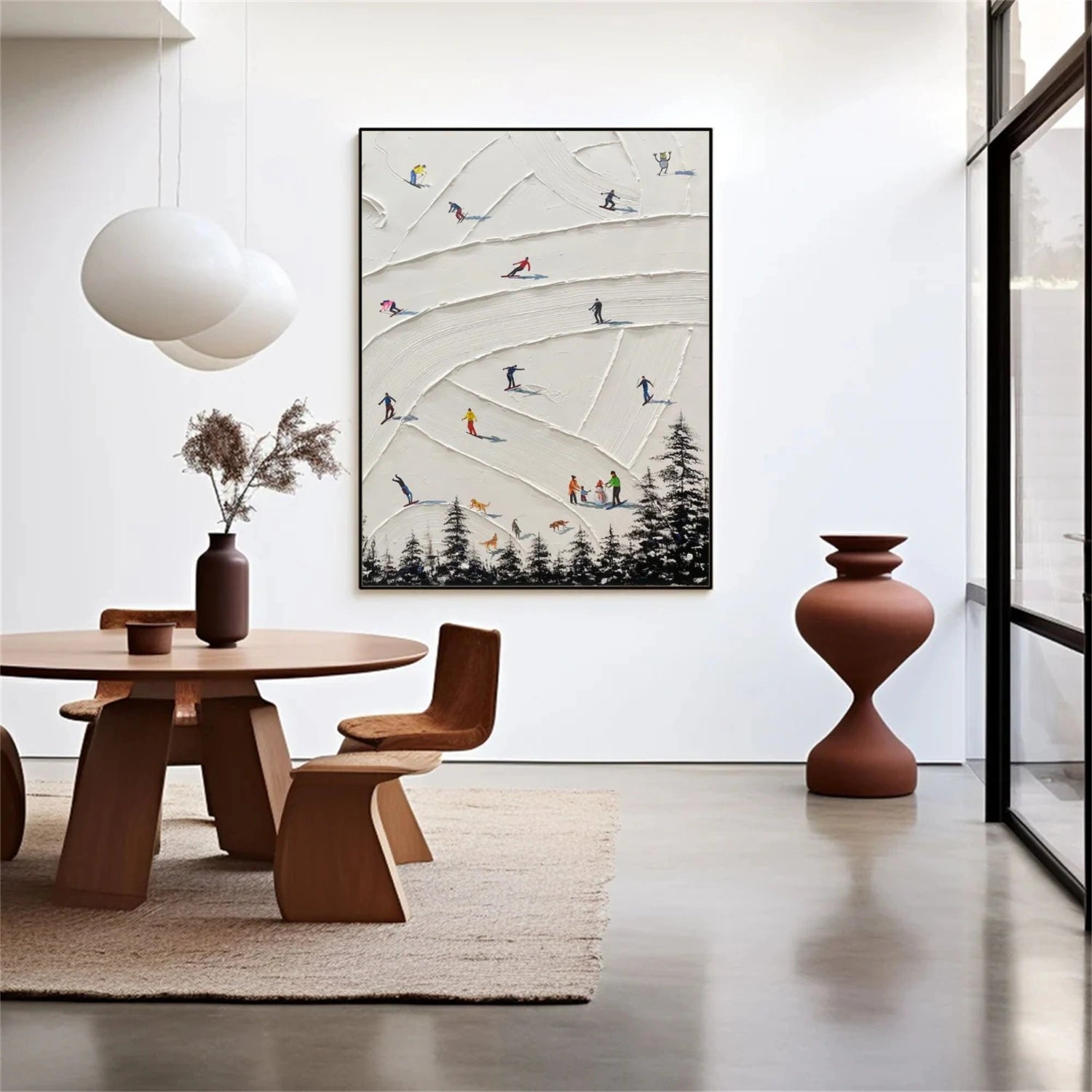 Skiing Sport Textured Wall Art #SA054