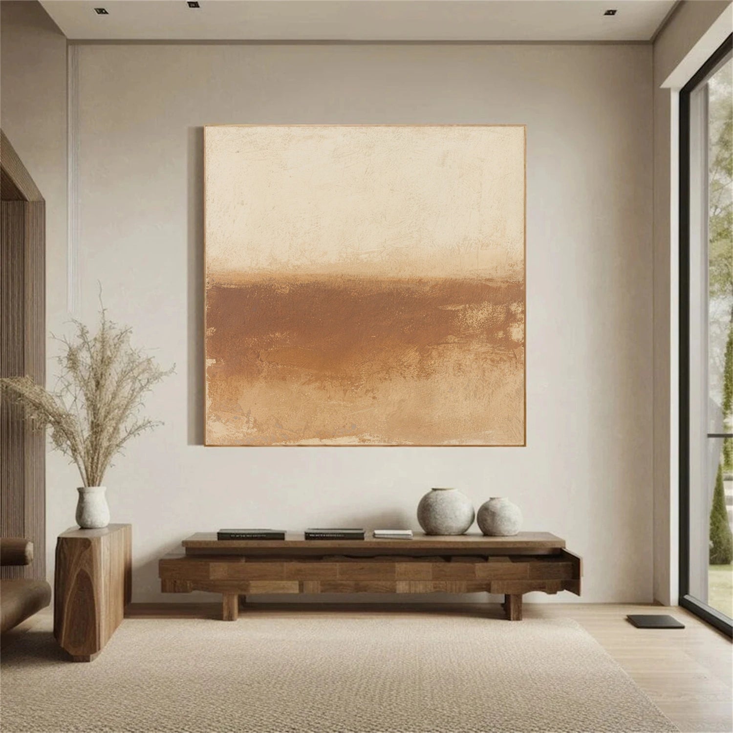 Beige and Brown Abstract Canvas Art #WS763