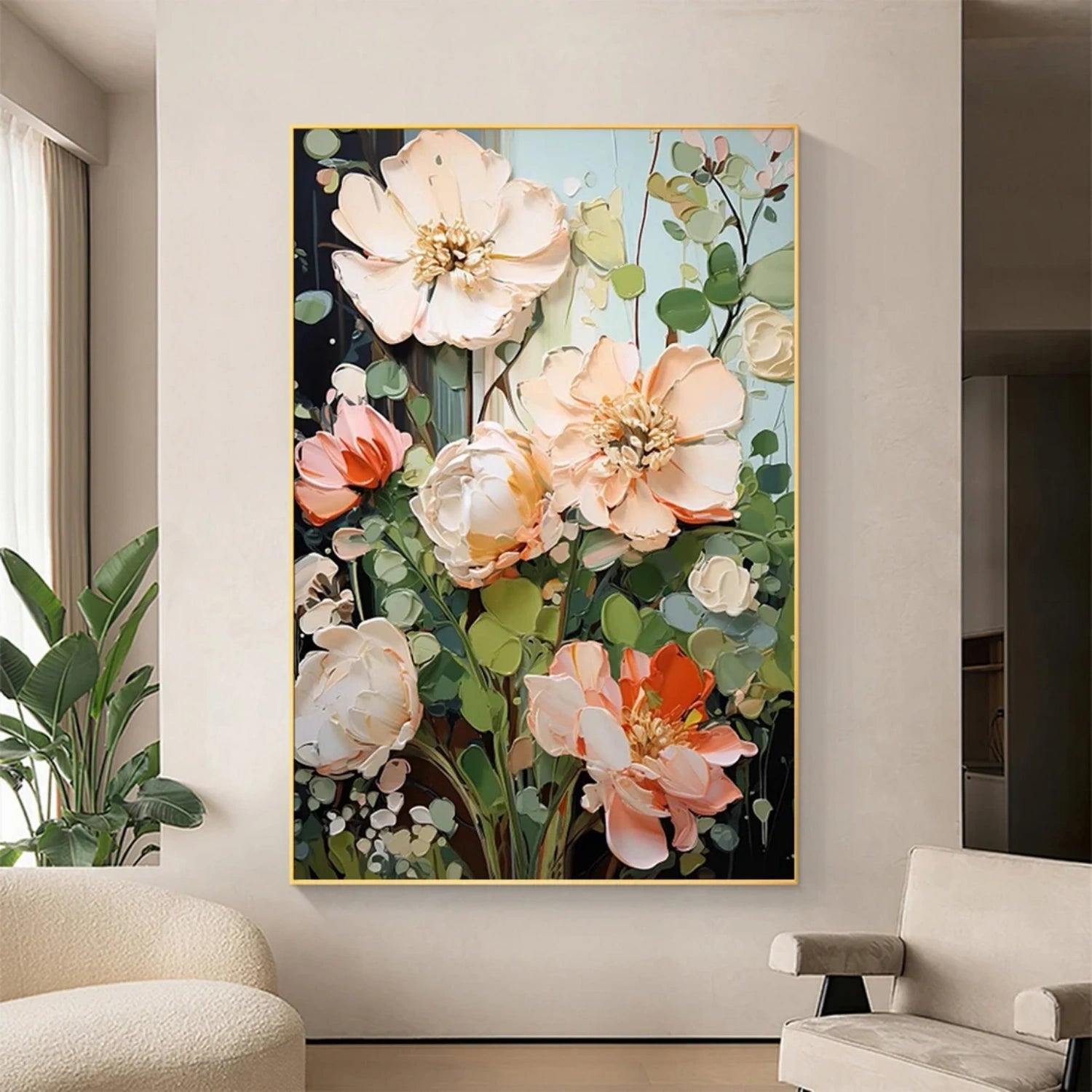 Colorful Flower & Tree Abstract Textured Wall Art #ML083