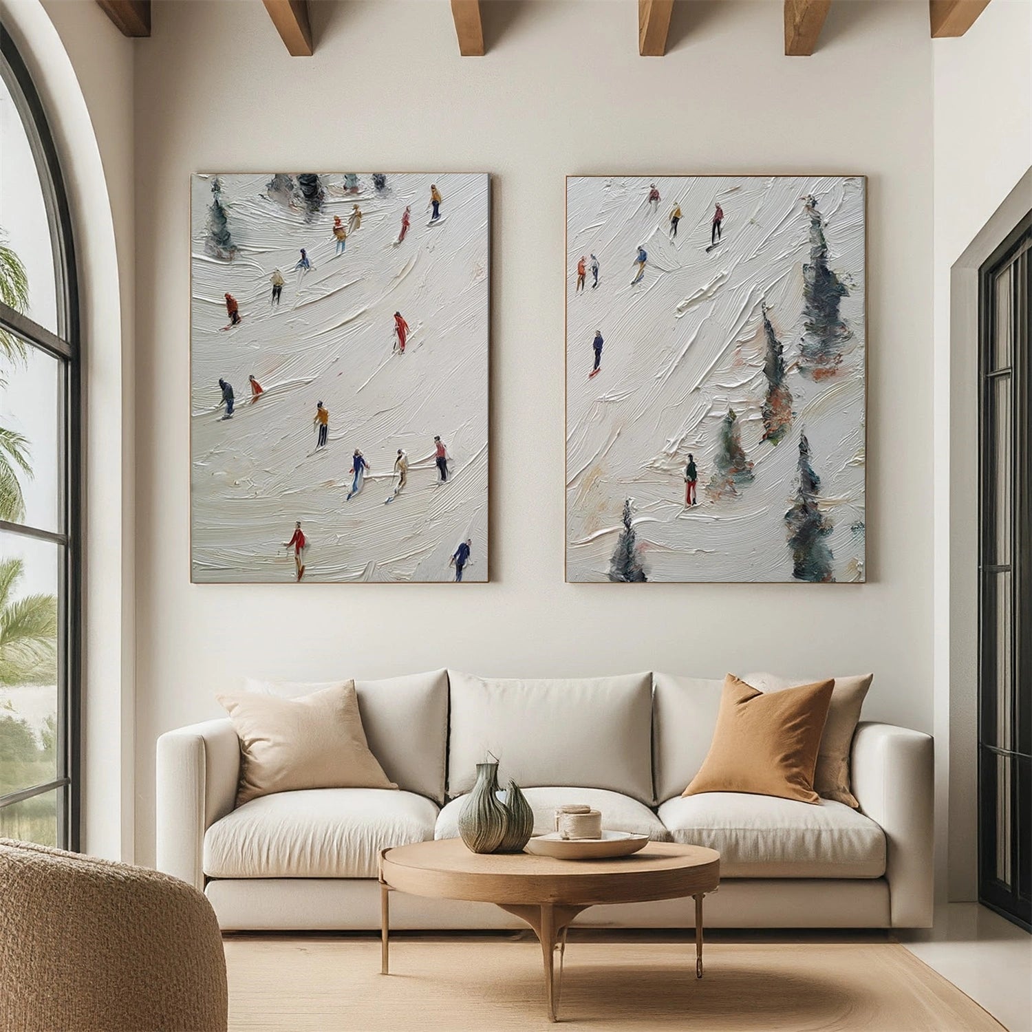Skiing Sport Textured Wall Art Set of 2 #SA074