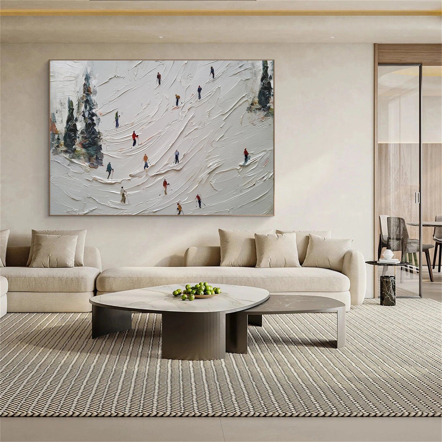 Skiing Sport Textured Wall Art #SA068