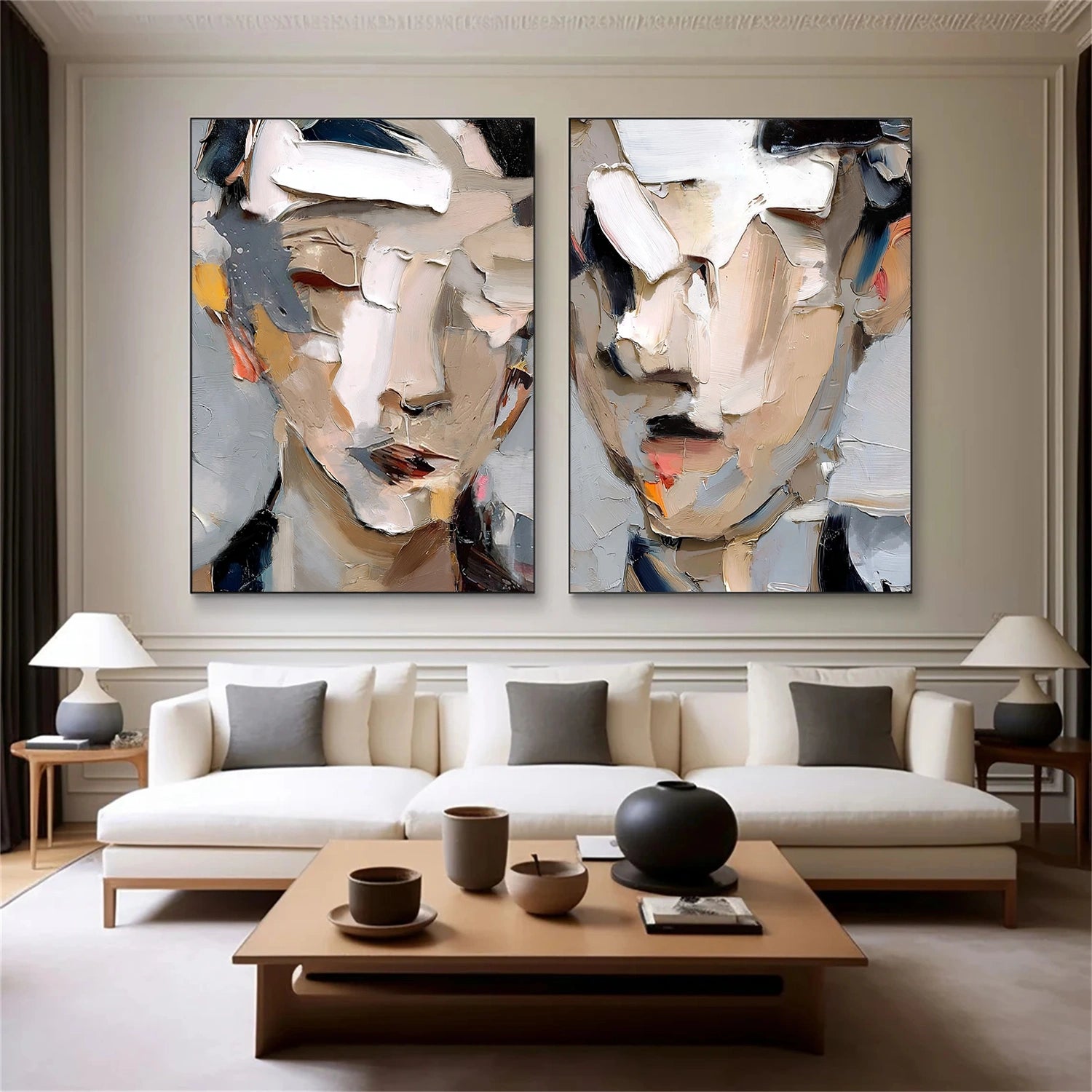 Abstract Portrait Textured Wall Art Set of 2 #AP125