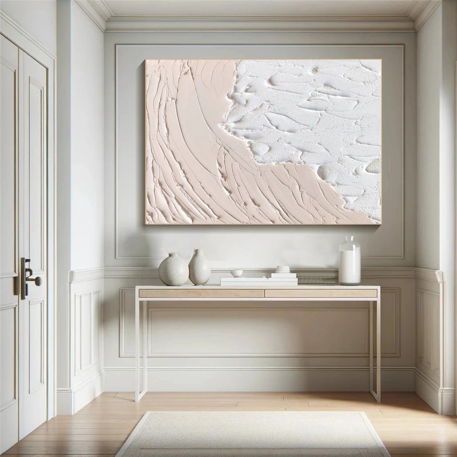 White and Beige Minimalistic Textured Art #MM233