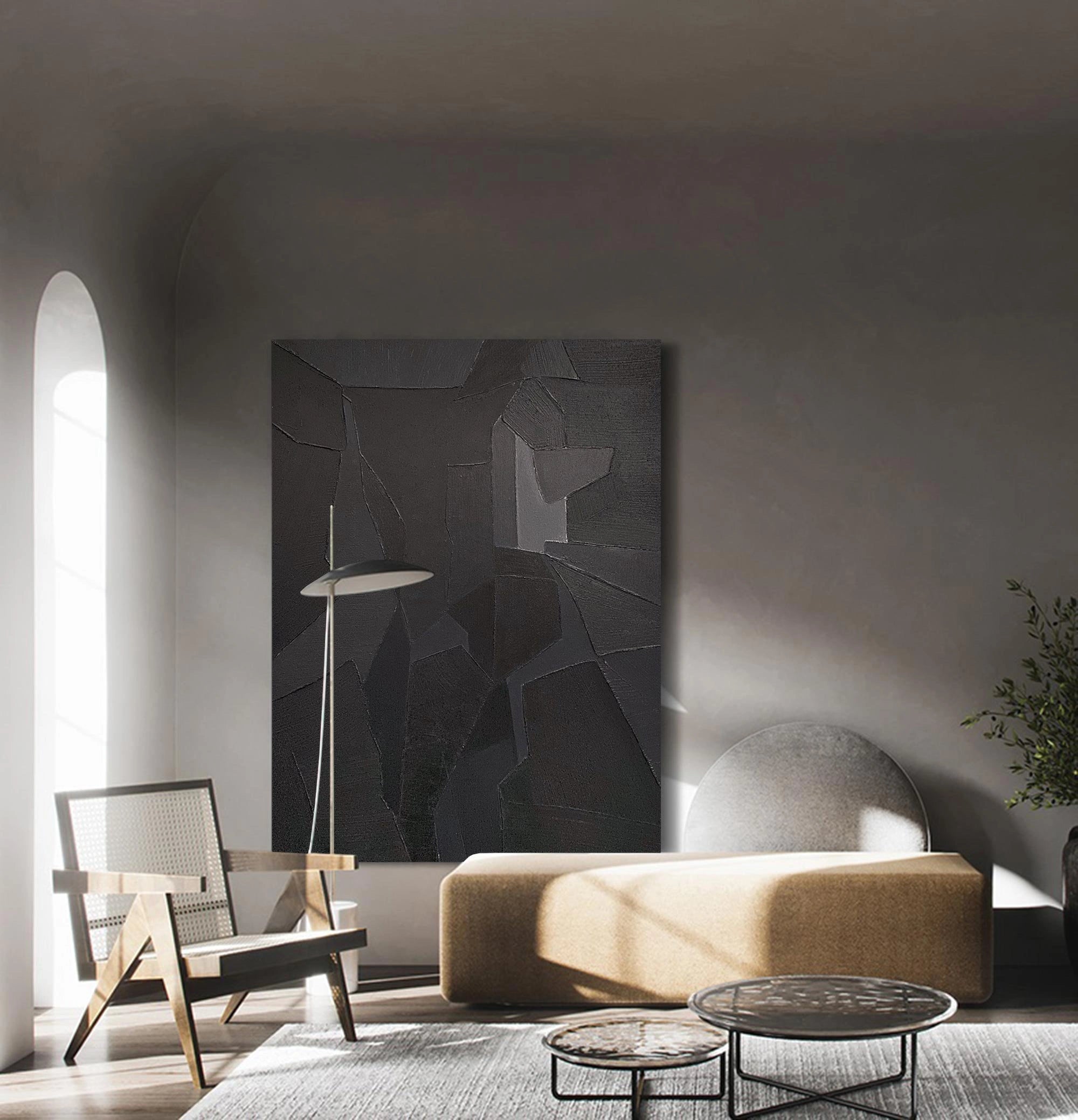 3D Textured Geometric Minimalist Wall Art Painting Original Handcrafted