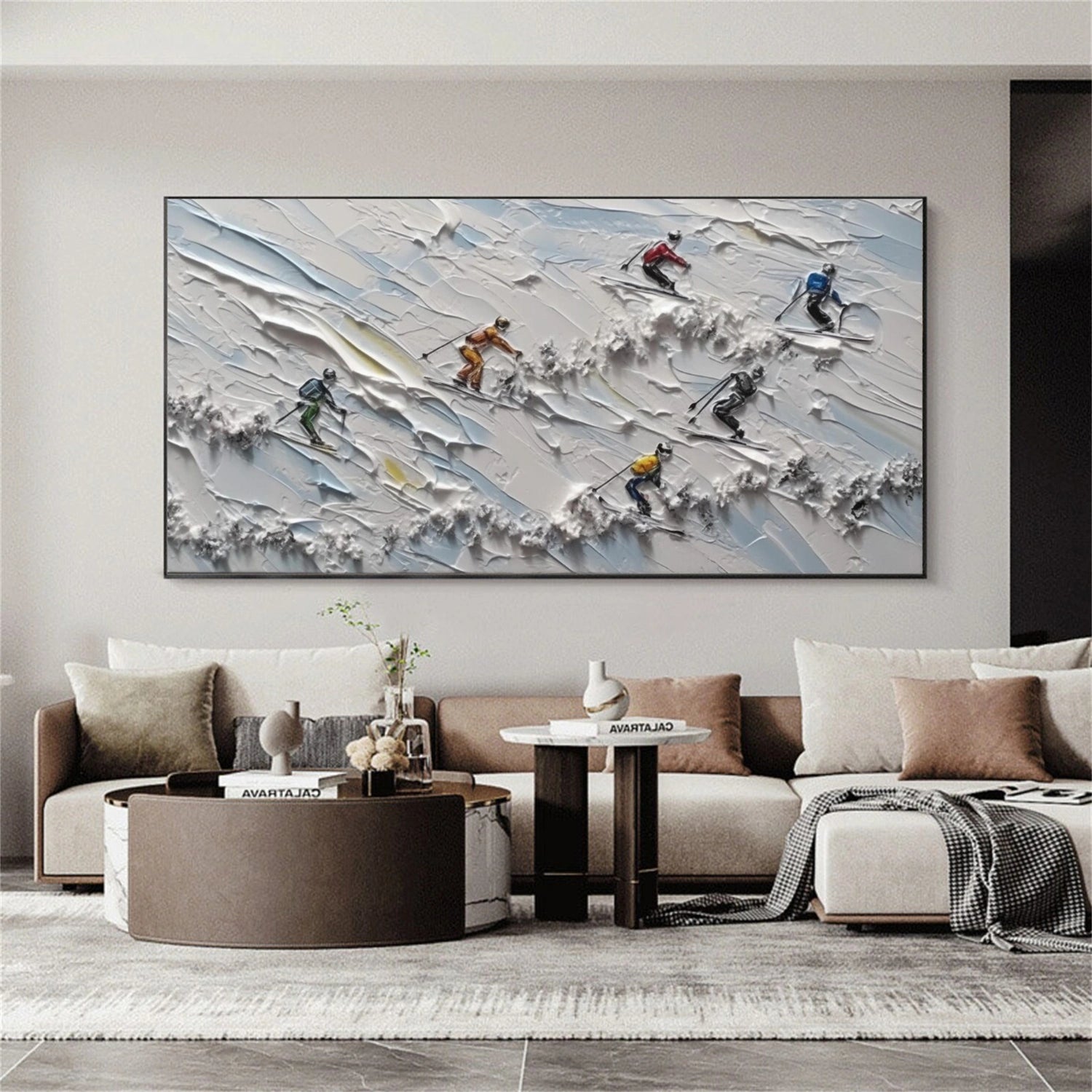 Skiing Sport Textured Wall Art #SA051