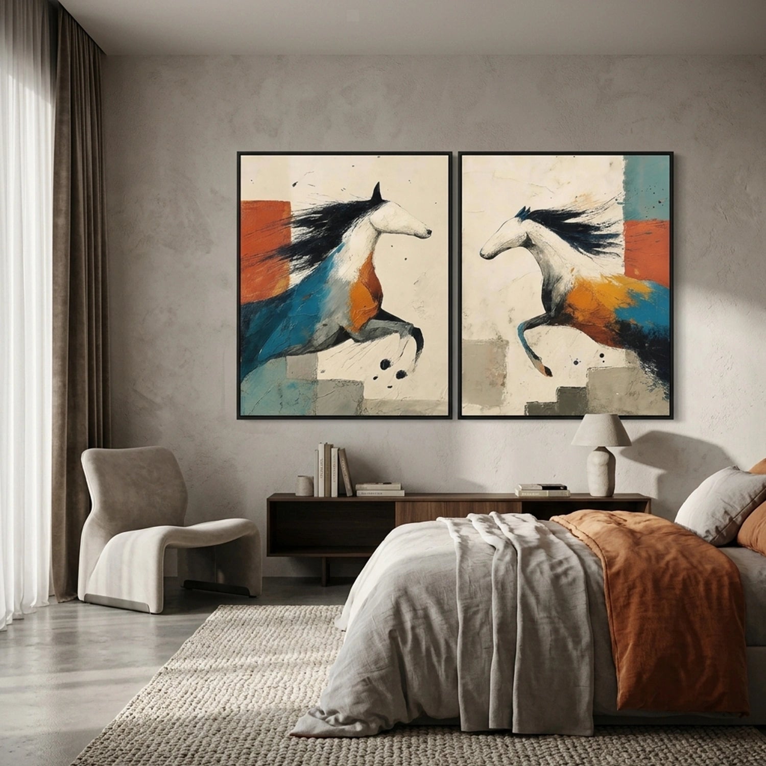 Abstract Animal Horse Wall Art Set of 2 #AL214
