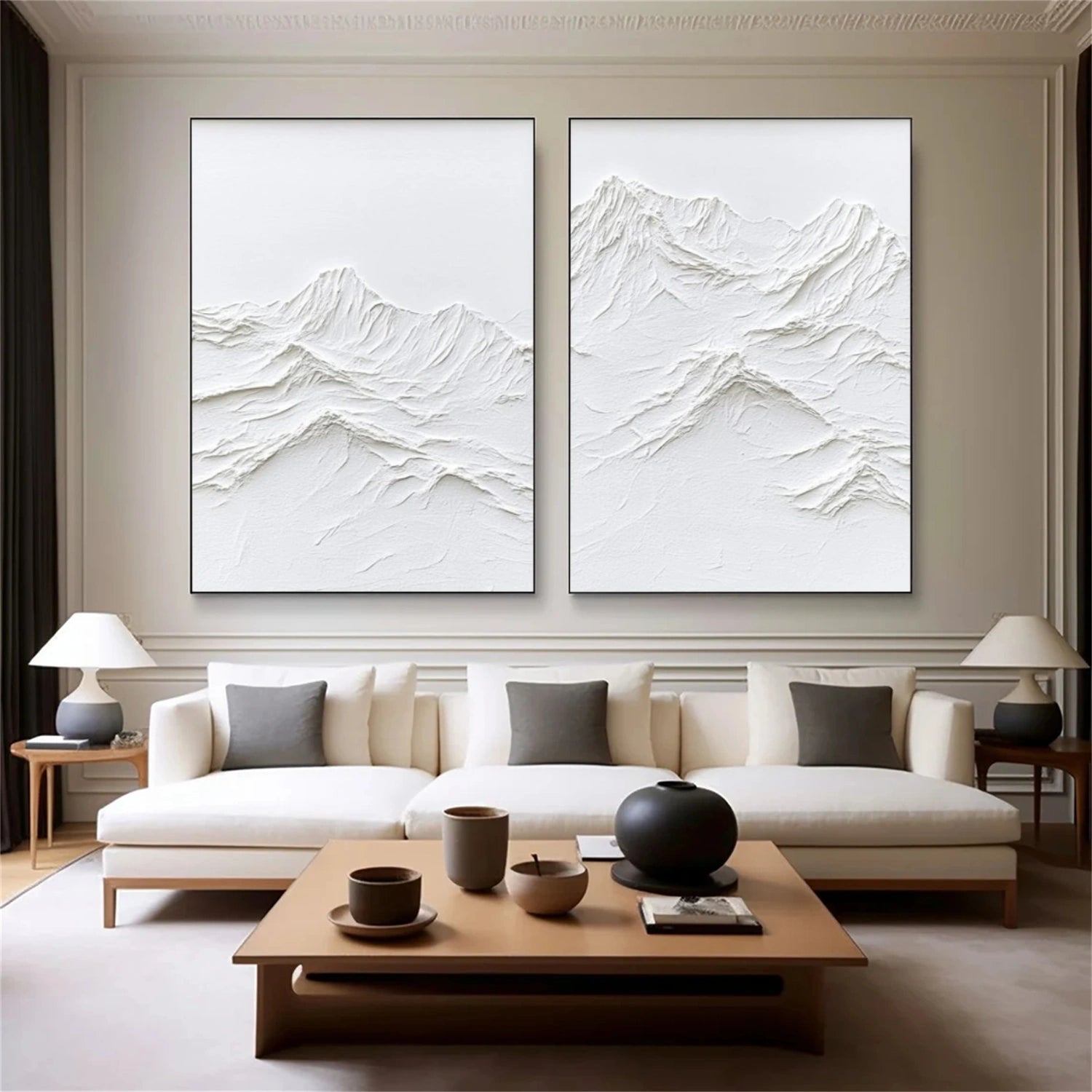 Minimalist Mountain Textured Canvas Art Set of 2 #MM348