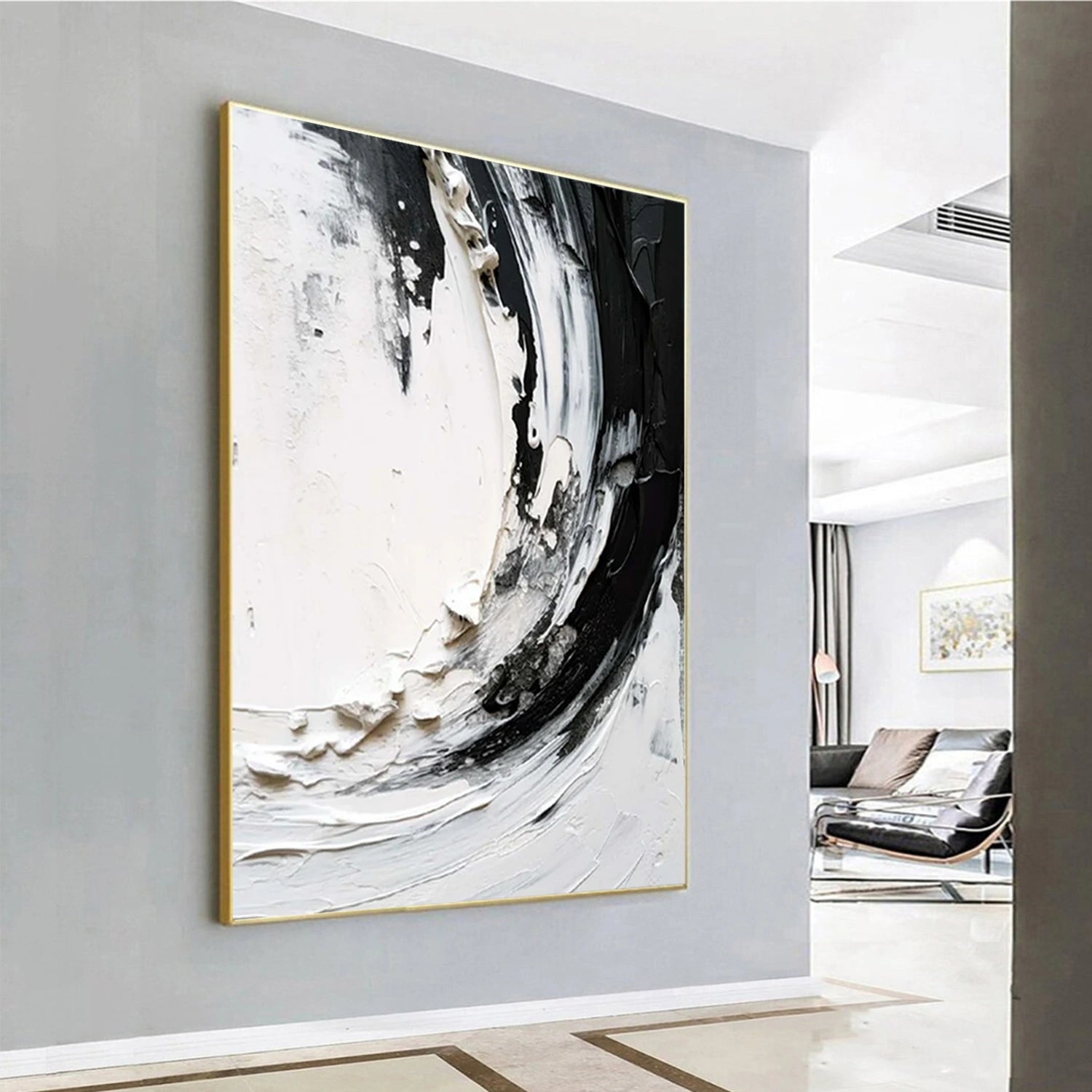 White and Black Minimalistic Textured Art #MM245