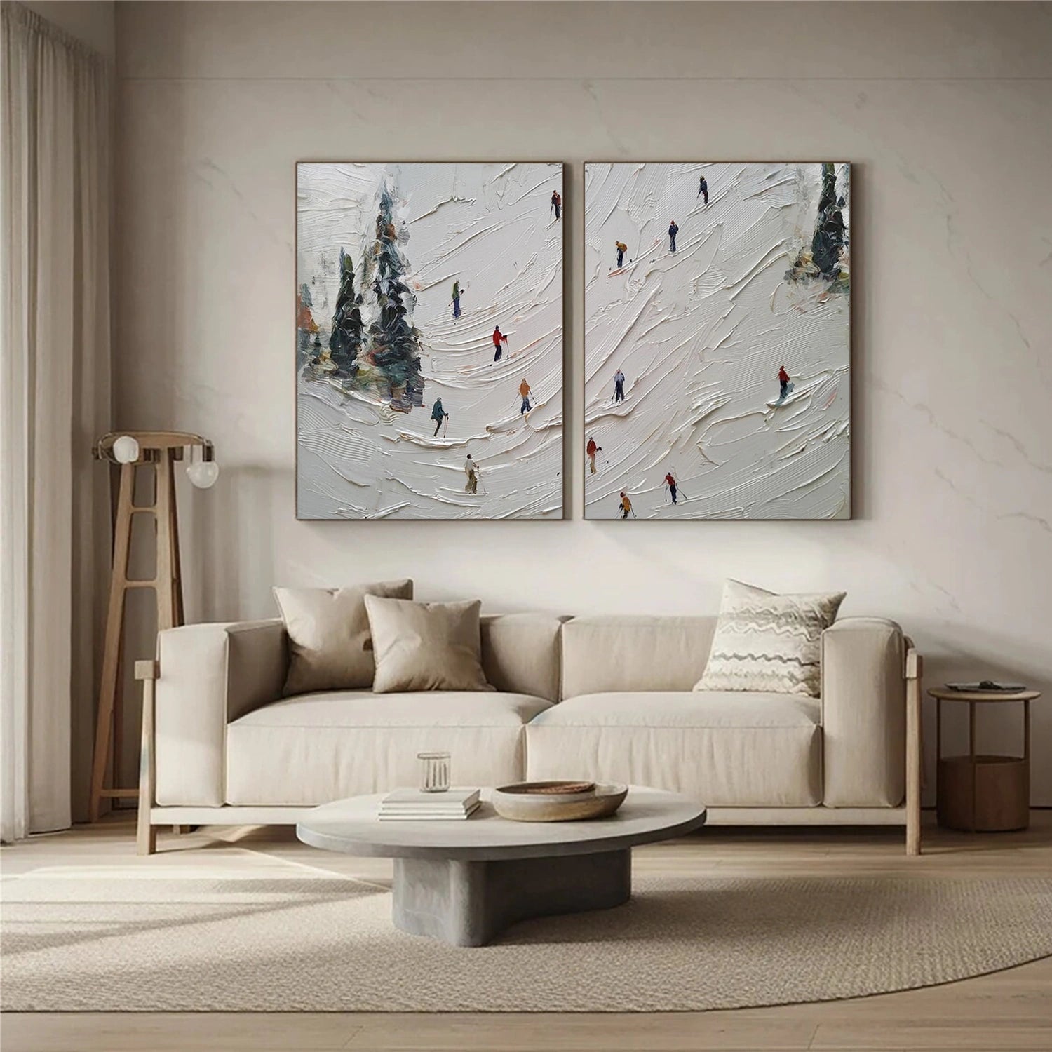 Skiing Sport Textured Wall Art Set of 2 #SA075