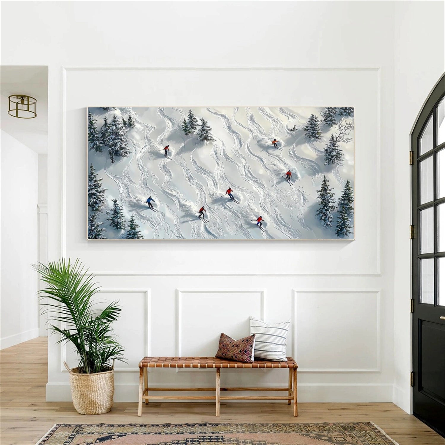Skiing Sport Textured Wall Art #SA043