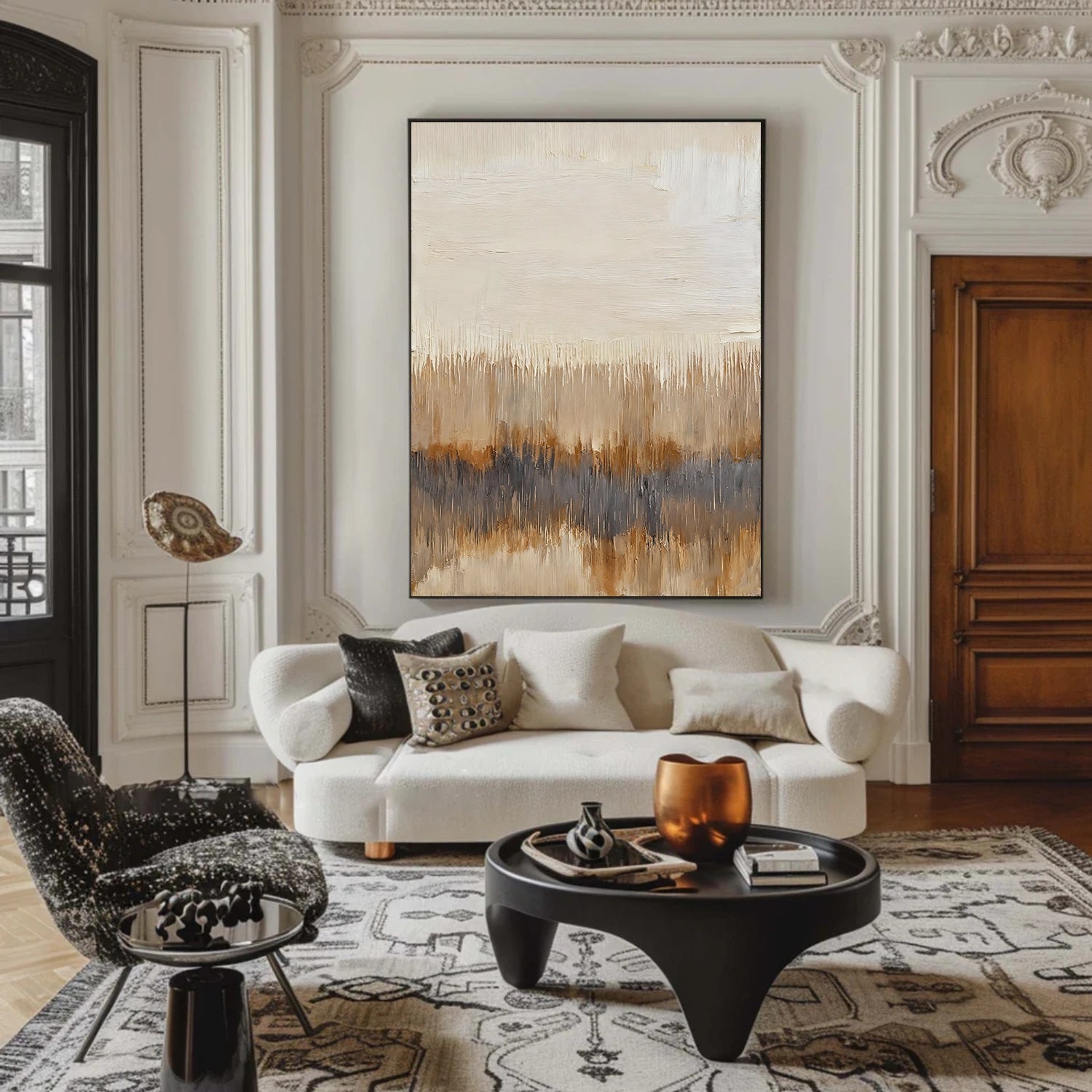 Beige and Brown Abstract Canvas Art #WS894