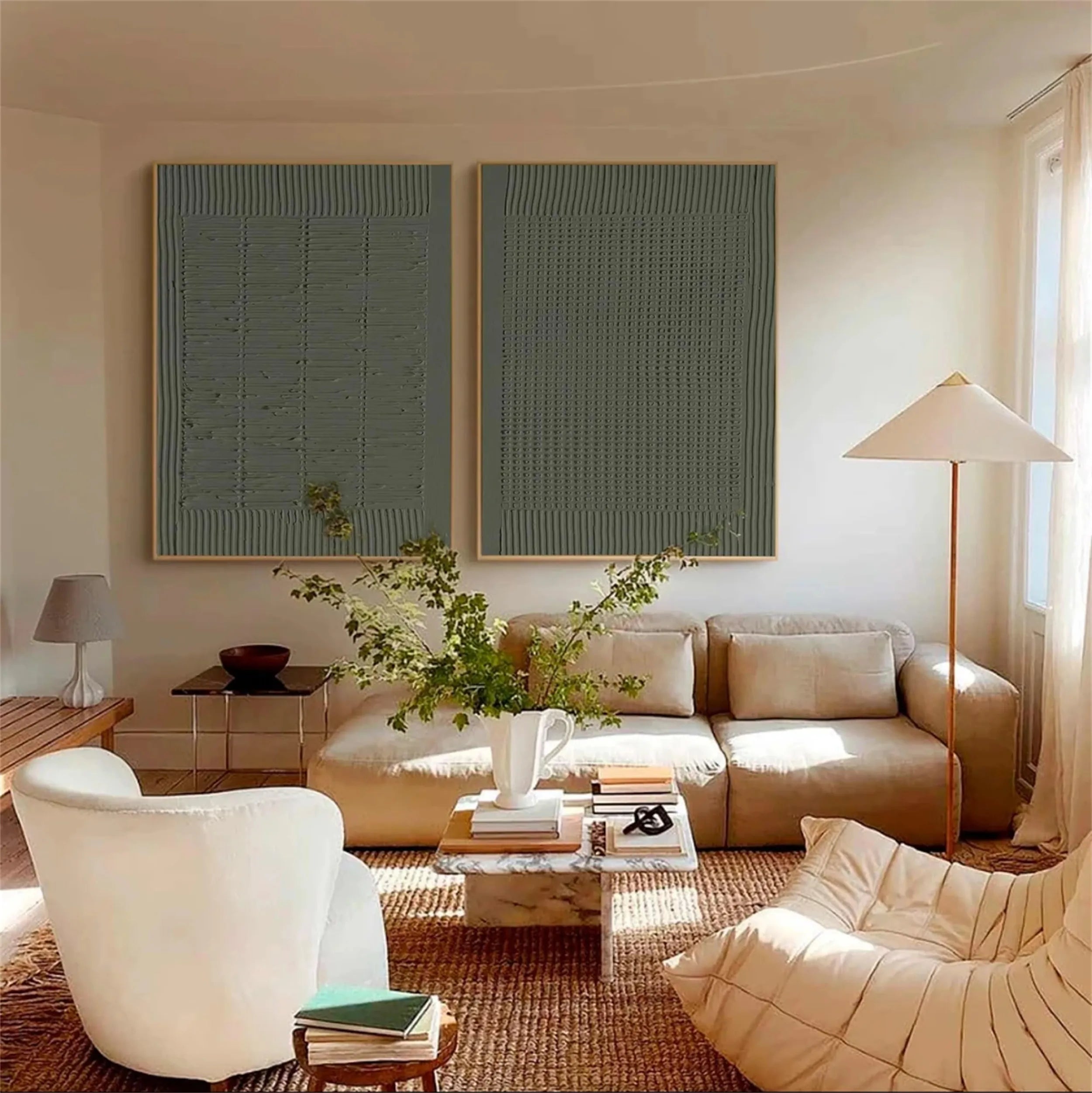 Green Texture Art Set of 2#GT015