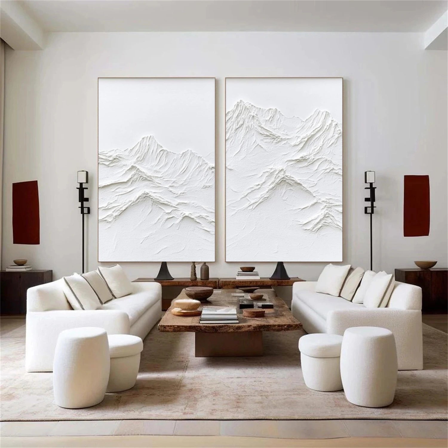 Minimalist Mountain Textured Canvas Art Set of 2 #MM348