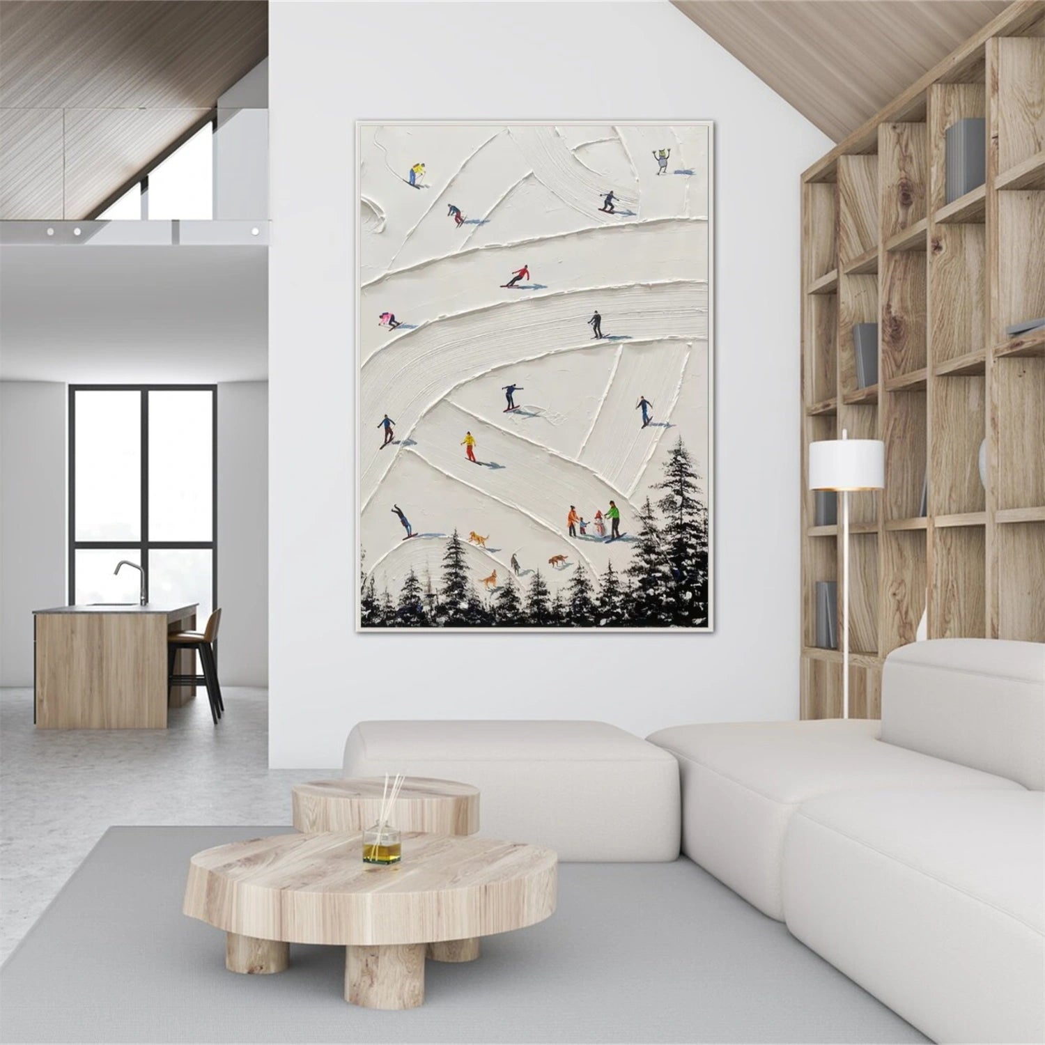 Skiing Sport Textured Wall Art #SA054