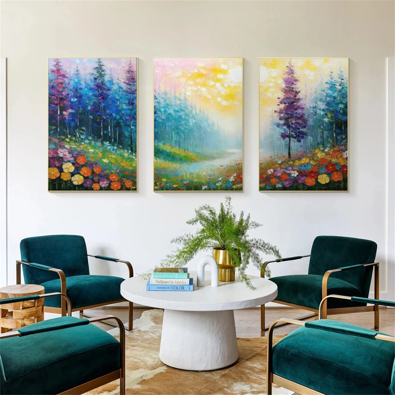 Flower & Tree Abstract Wall Art Set of 3 #ML157