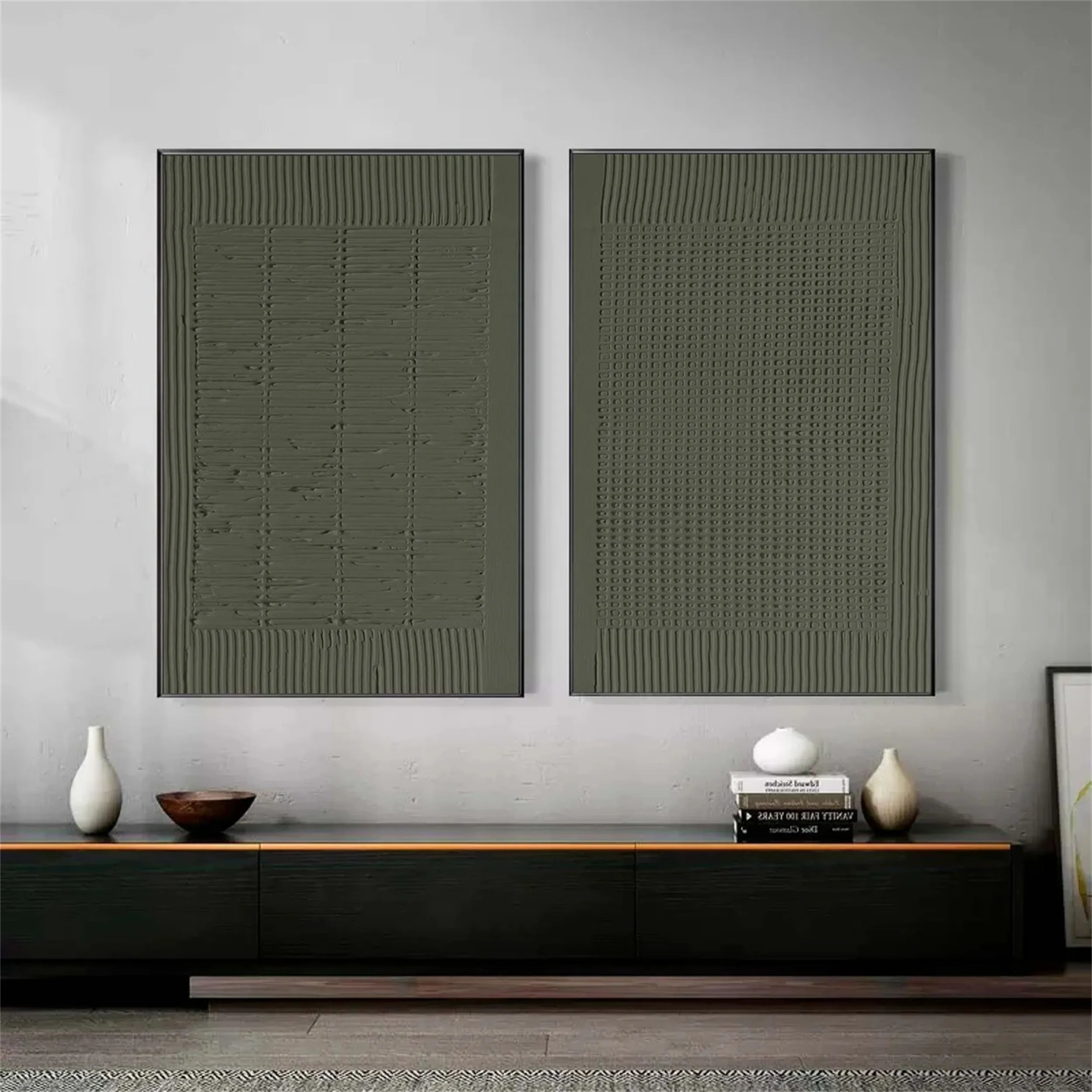 Green Texture Art Set of 2#GT015